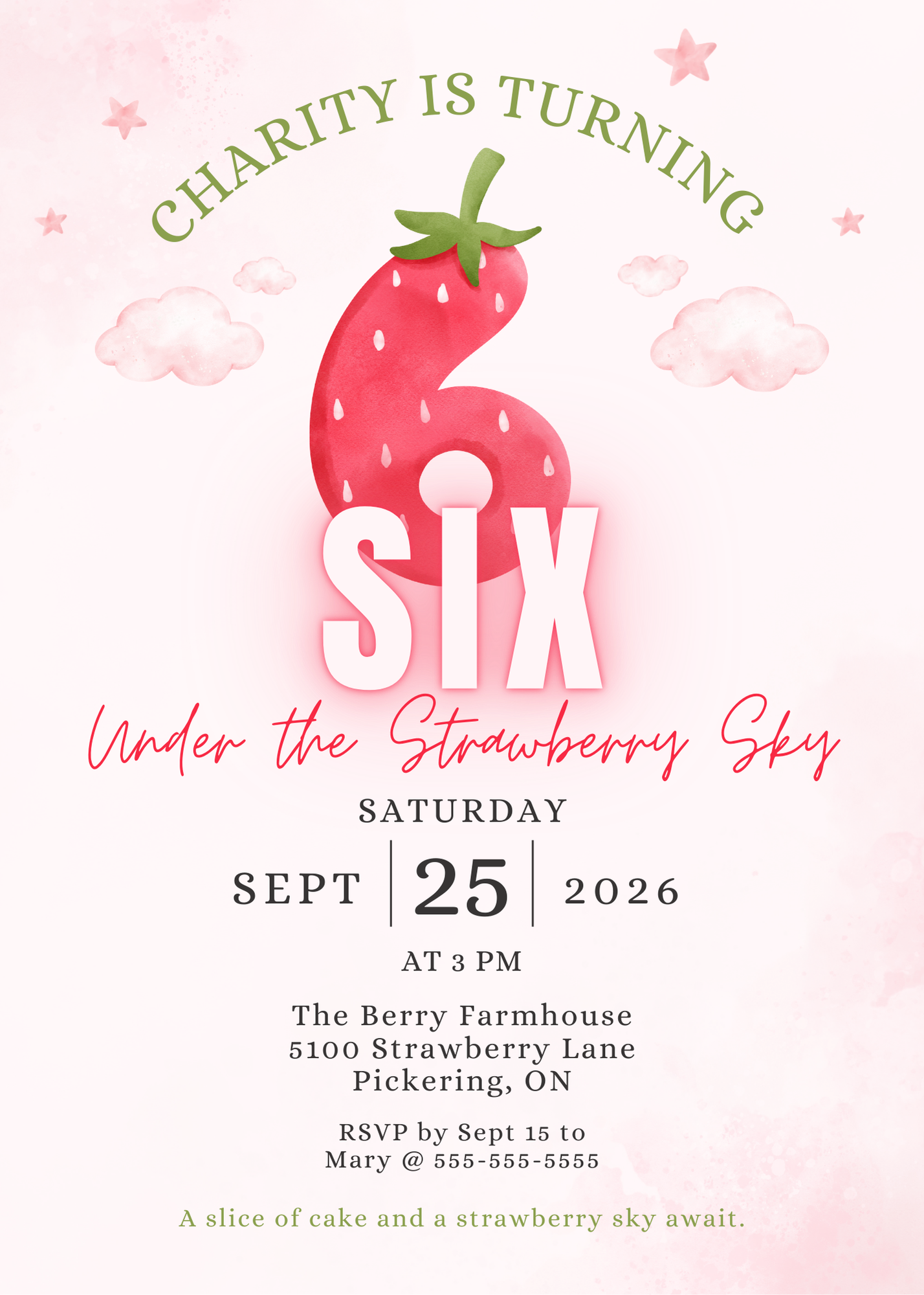 Under The Strawberry Sky Birthday Invitation
