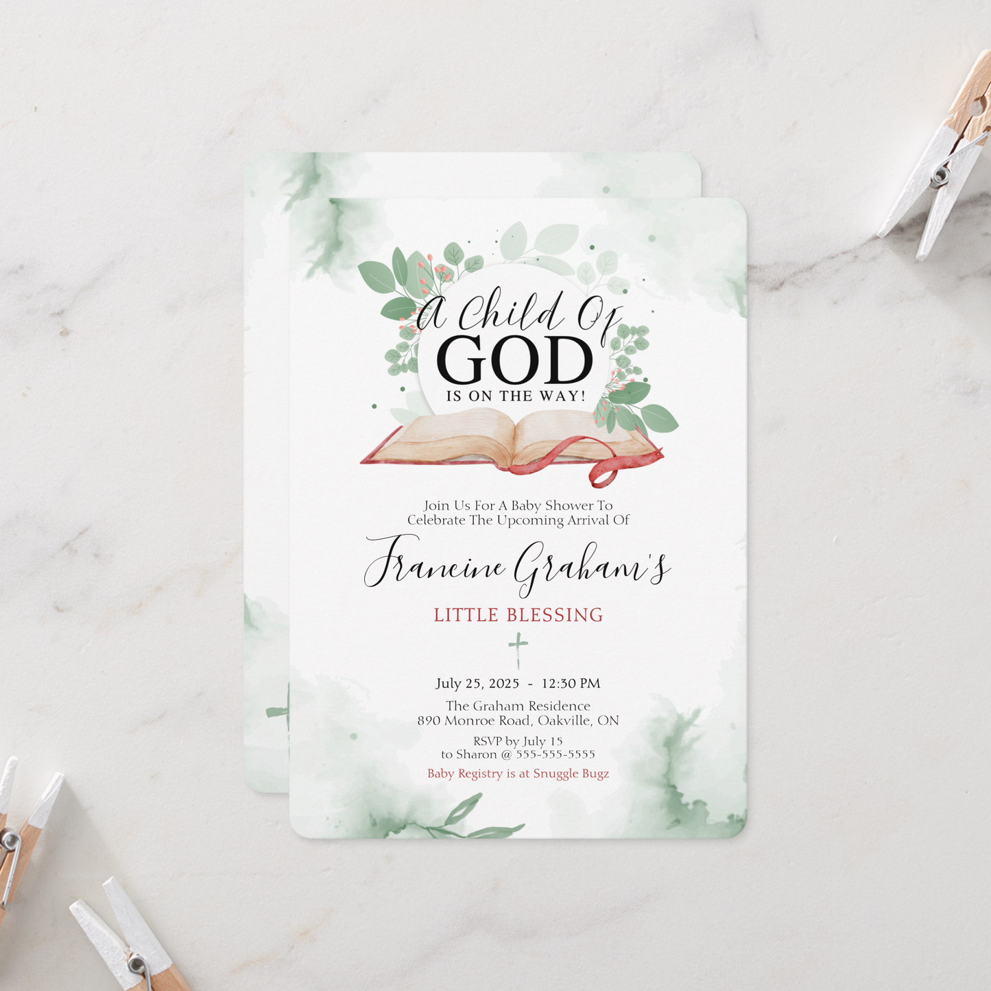 A Child Of God Baby SHower Invitation