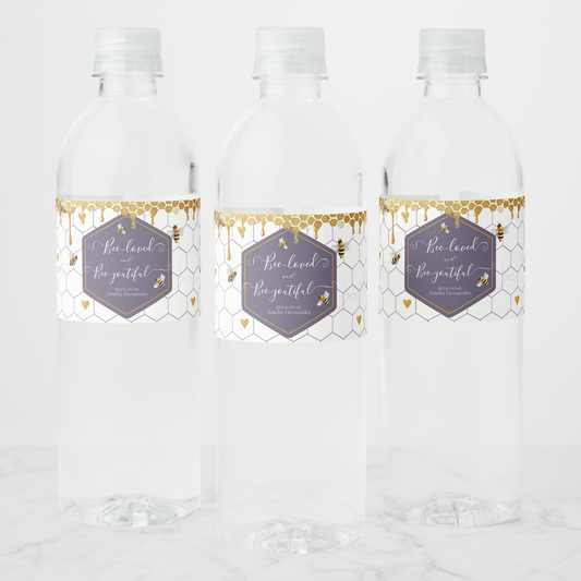 Bee-loved and Bee-youtiful Water Bottle Label