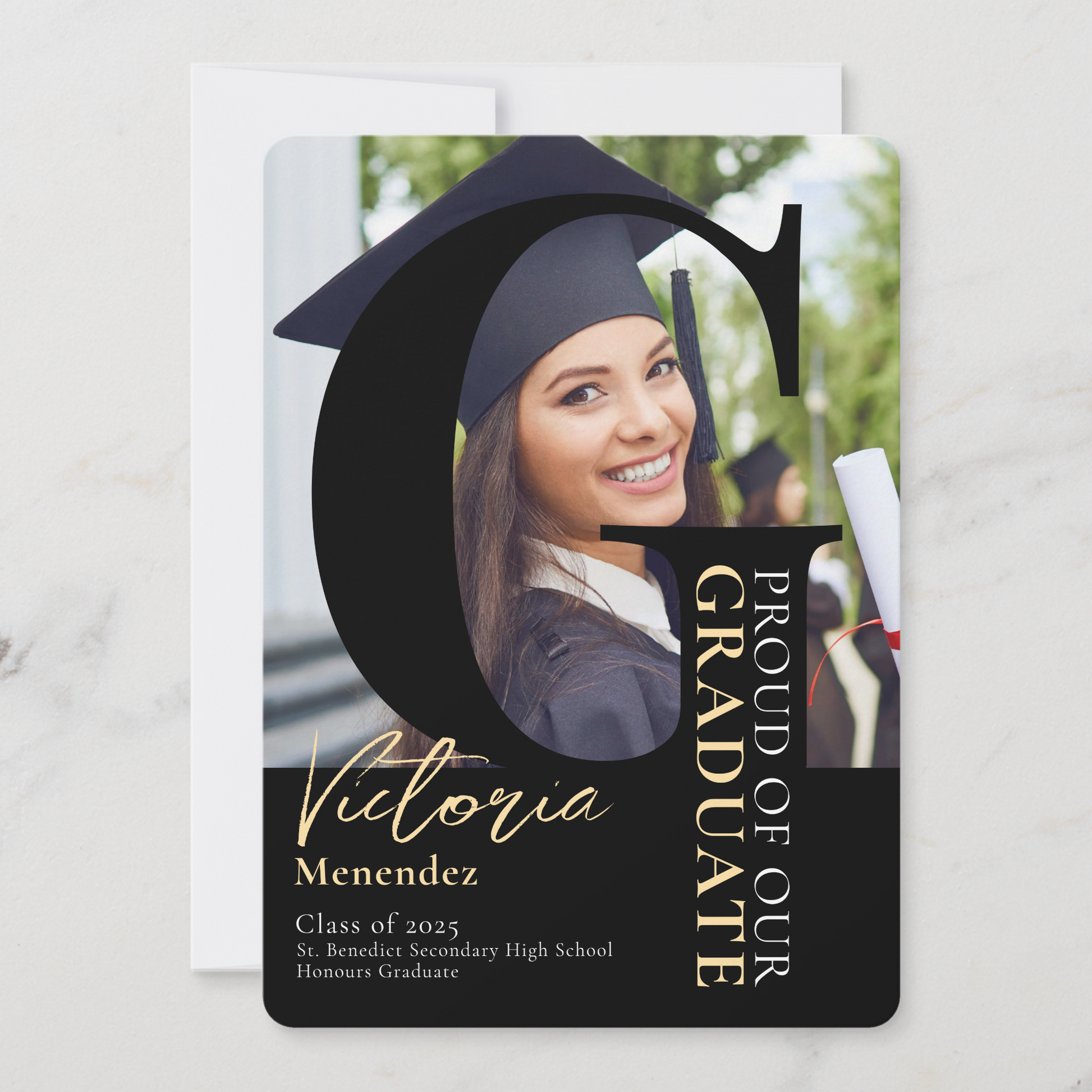 zazzle grad cards Big 'G' Graduation Party Photo Invitation