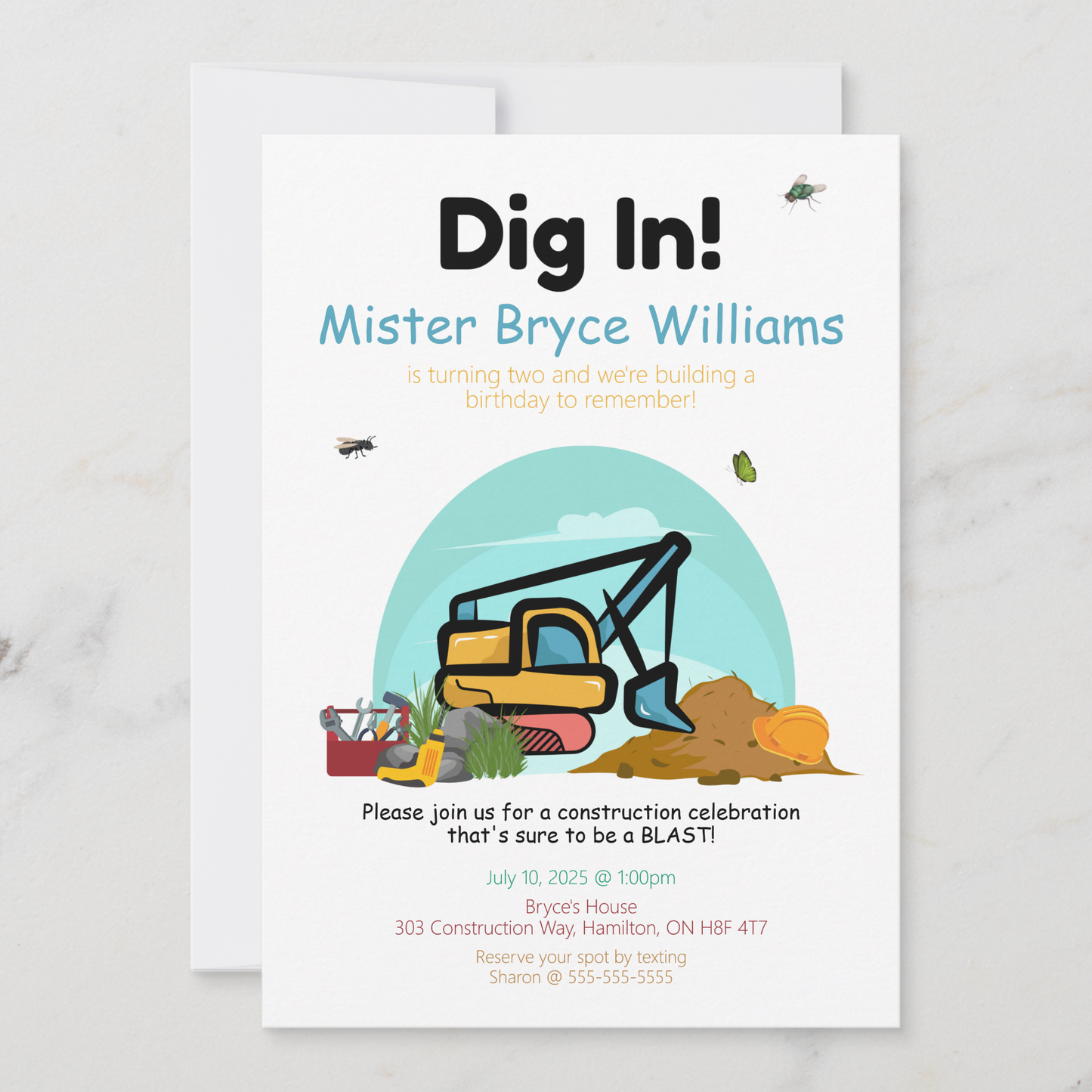 Dig In Construction Invitation for Kids