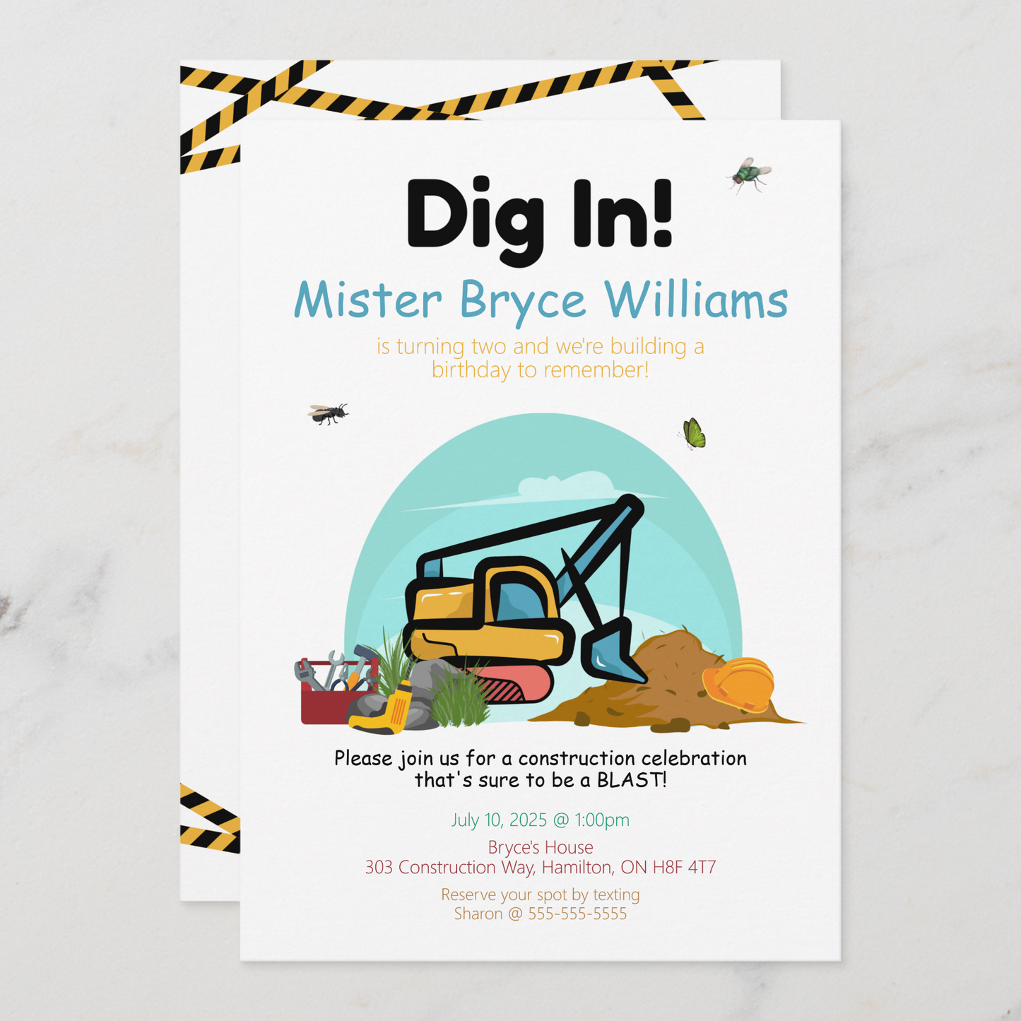 Dig In Construction Invitation for Kids