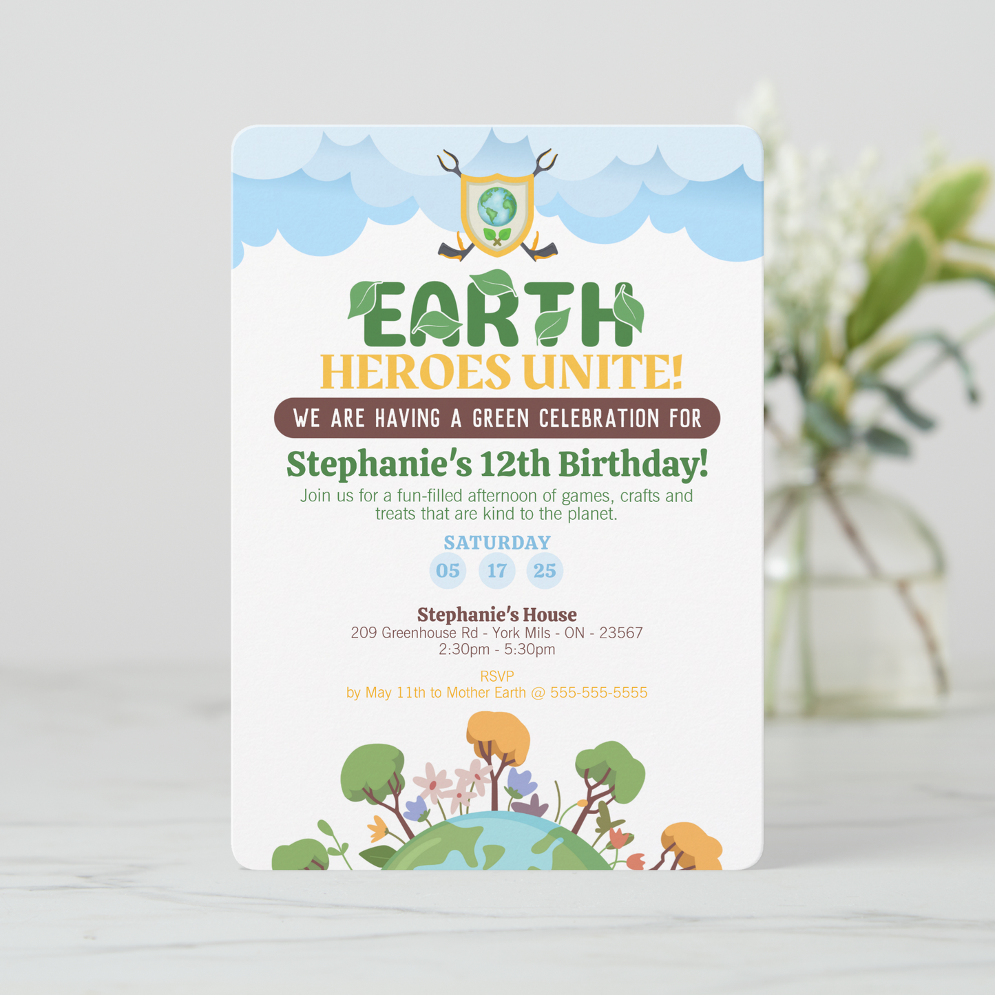 Earth Heroes Unite Birthday Invitation