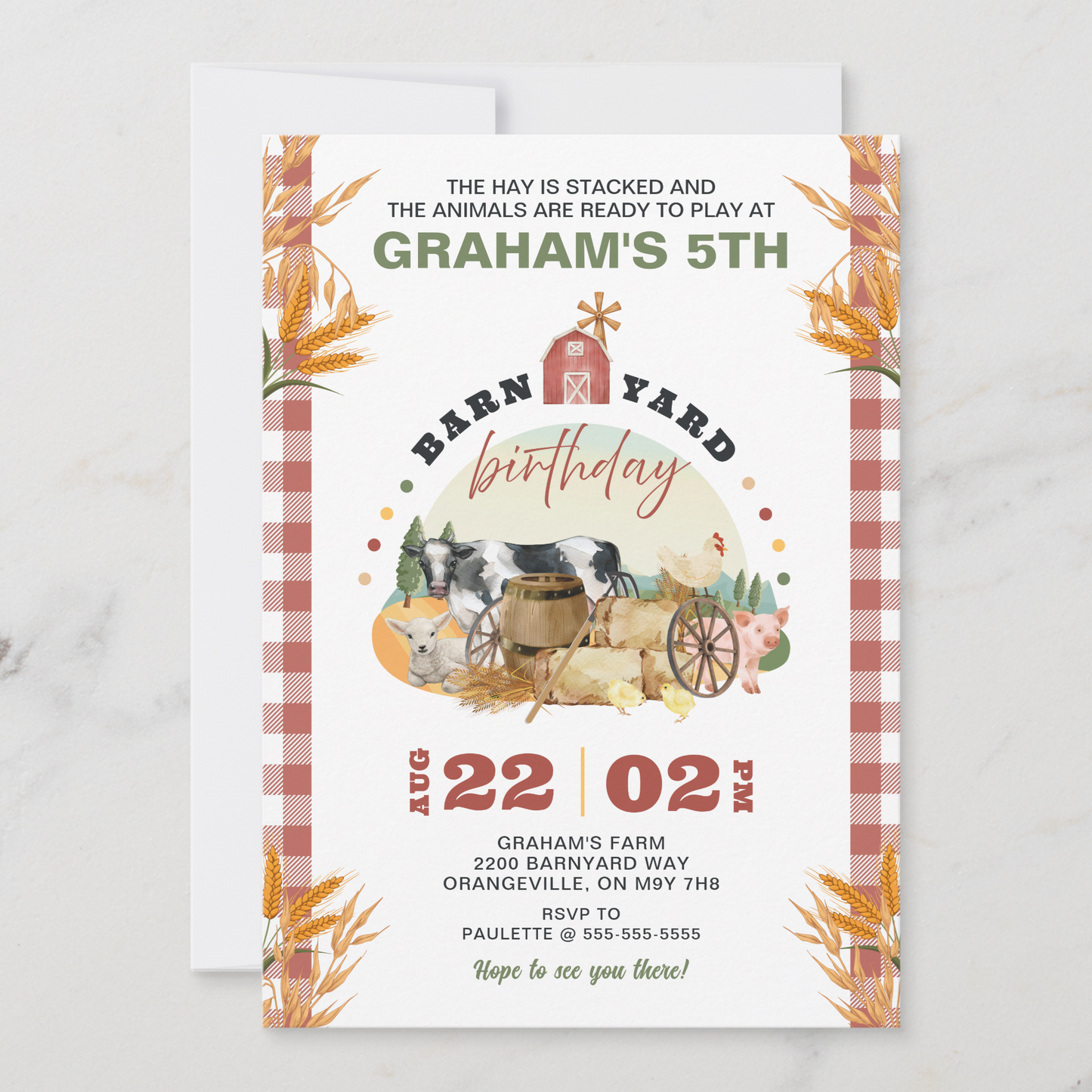 Farm Theme Birthday Invitation