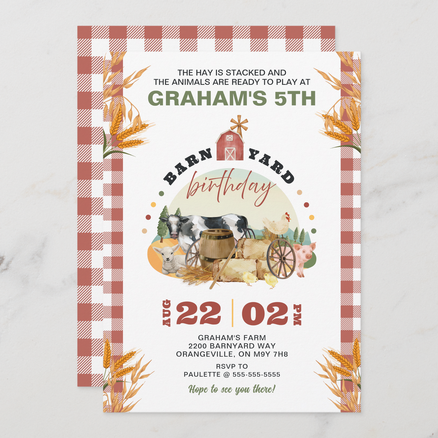 Farm Theme Birthday Invitation