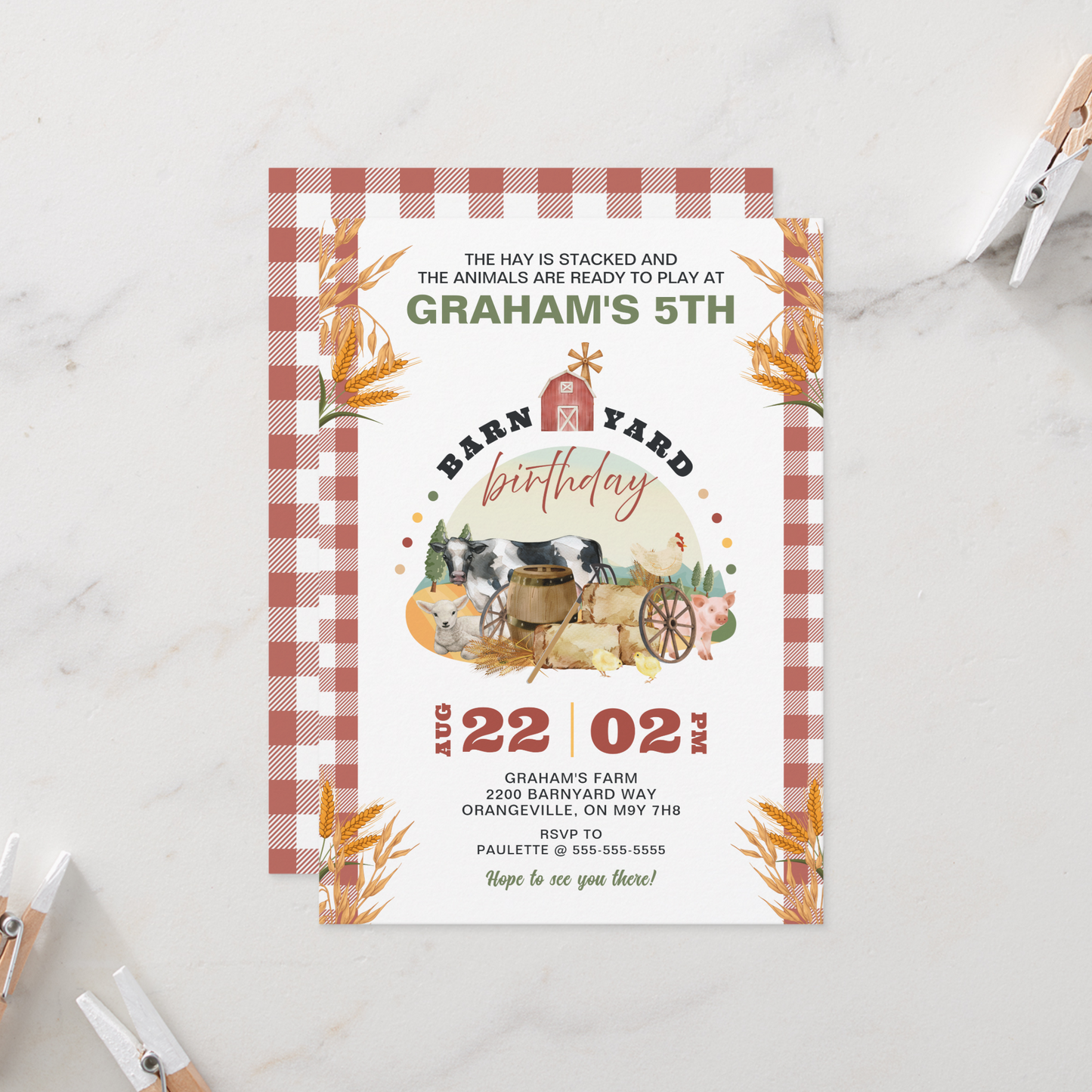 Farm Theme Birthday Invitation