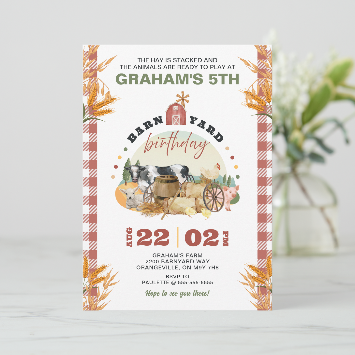 Farm Theme Birthday Invitation