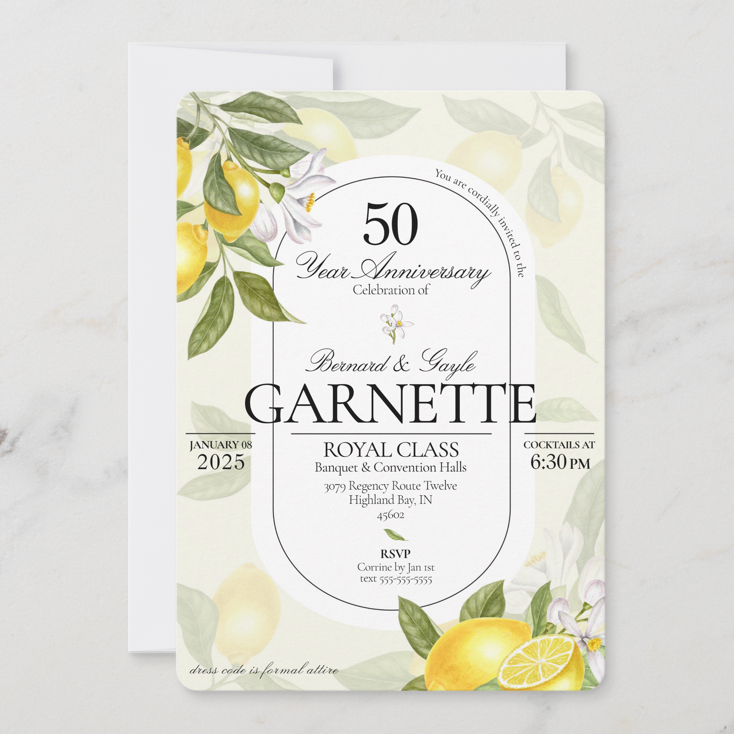 Lemon Theme Anniversary Invitation