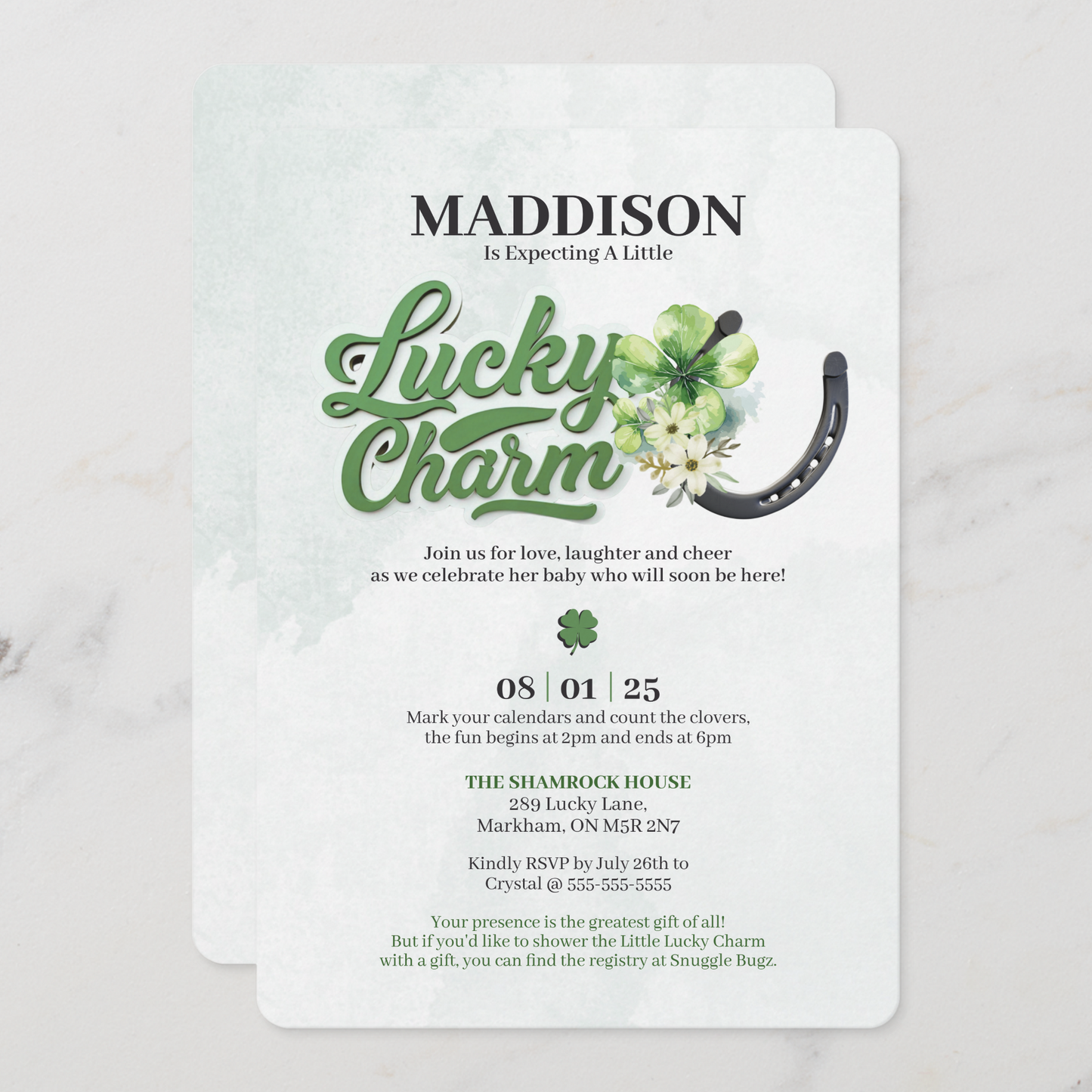 Lucky Charm Baby Shower Invitation