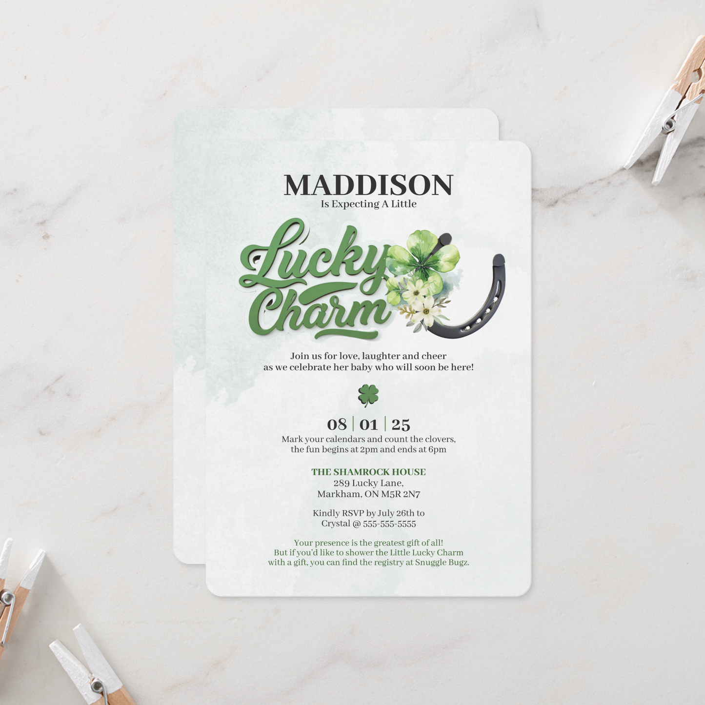 Lucky Charm Baby Shower Invitation