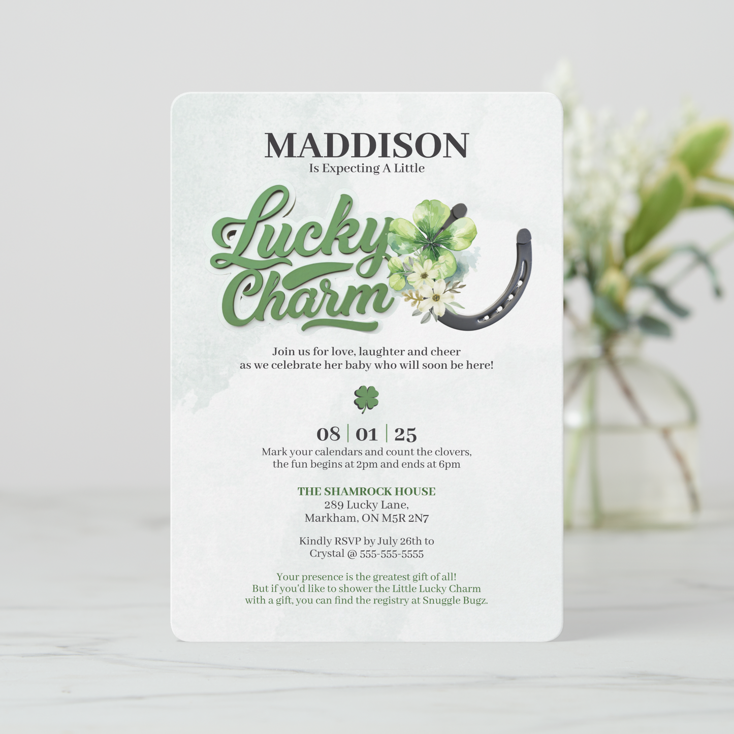 Lucky Charm Baby Shower Invitation