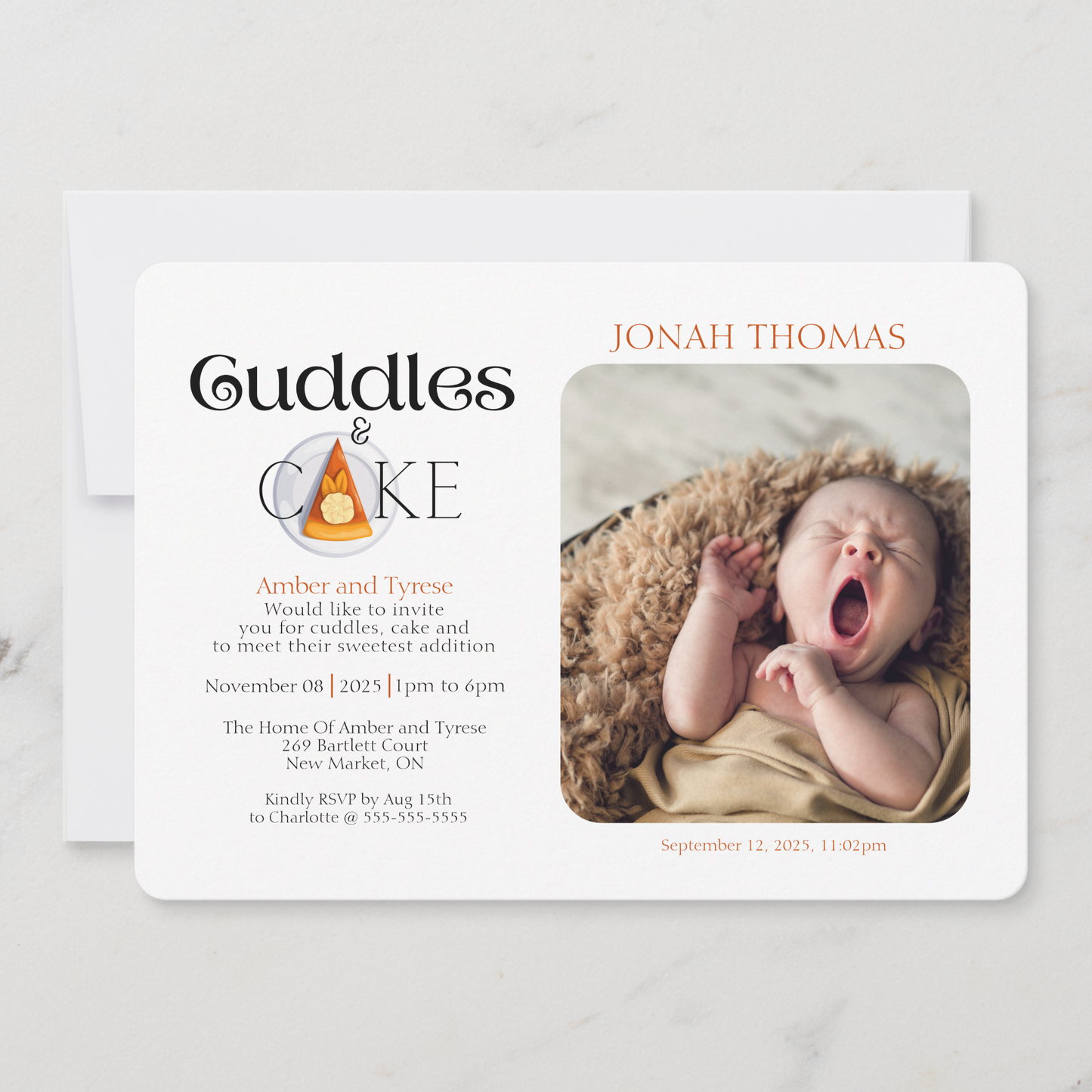 Meet The Baby: Sweet Cuddles & Cake Invitation