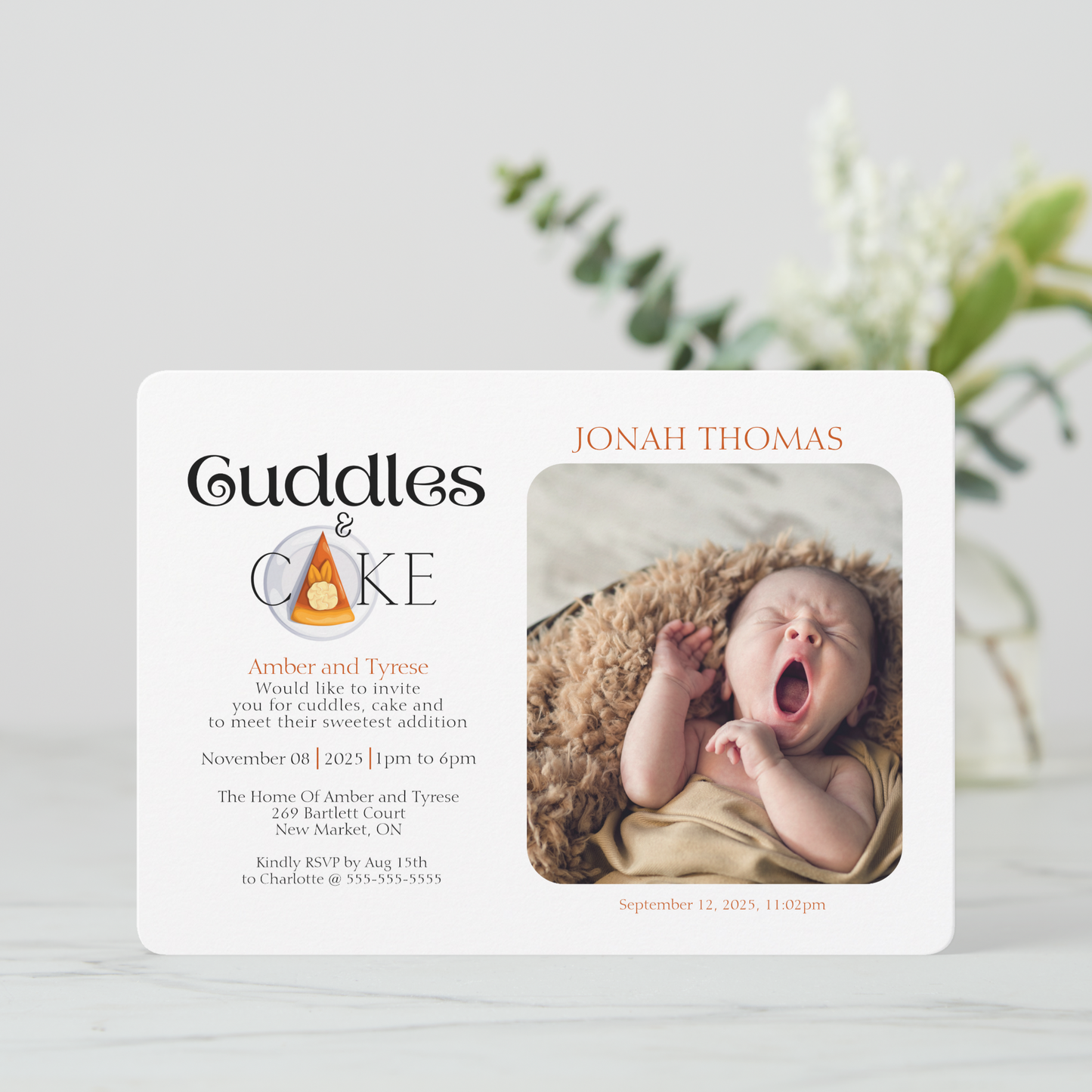 Meet The Baby: Sweet Cuddles & Cake Invitation