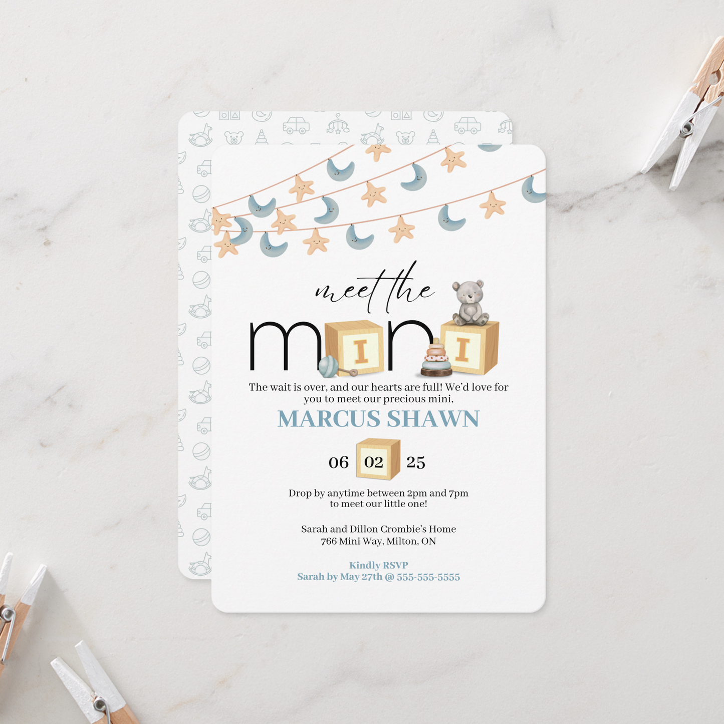 Meet The Mini Baby Welcome Invitation