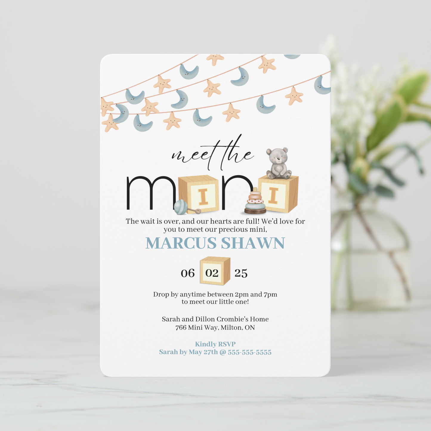 Meet The Mini Baby Welcome Invitation