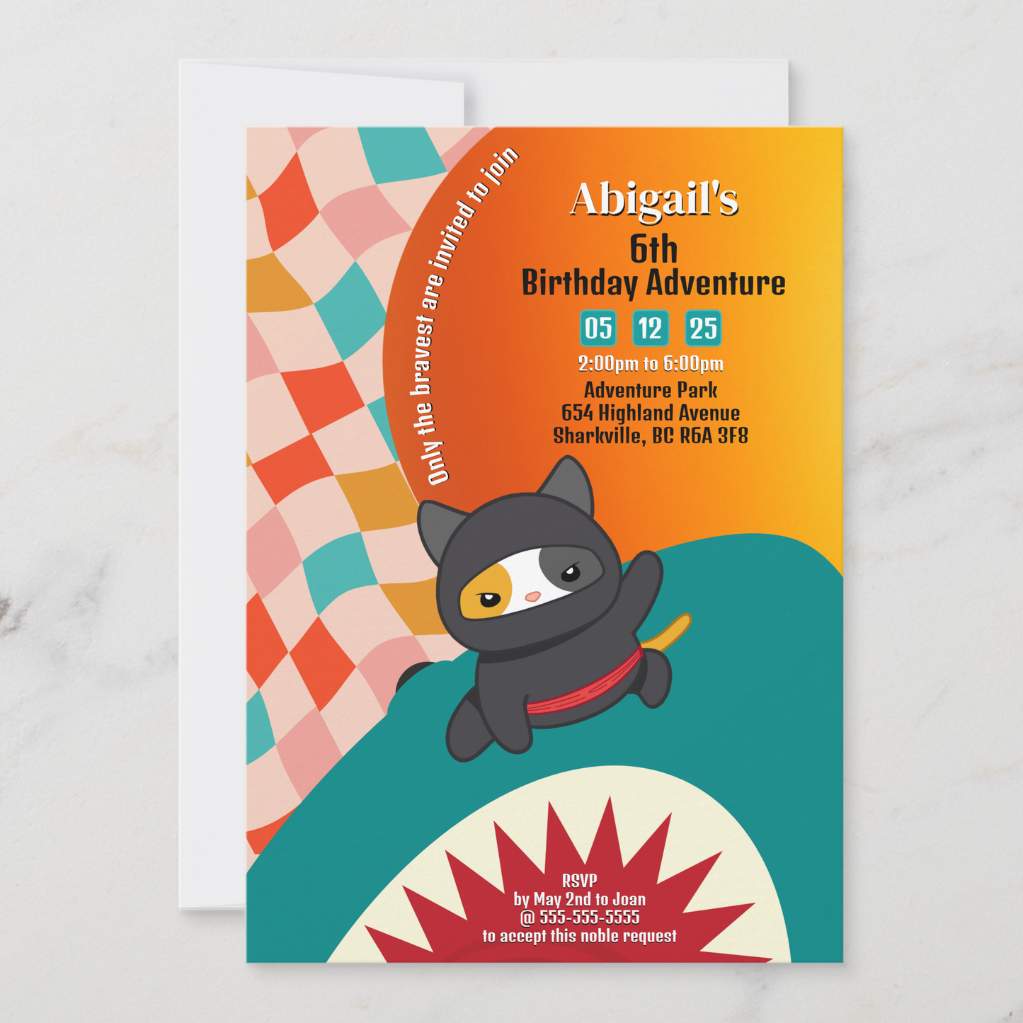 Ninja Shark Adventure Birthday Invitation