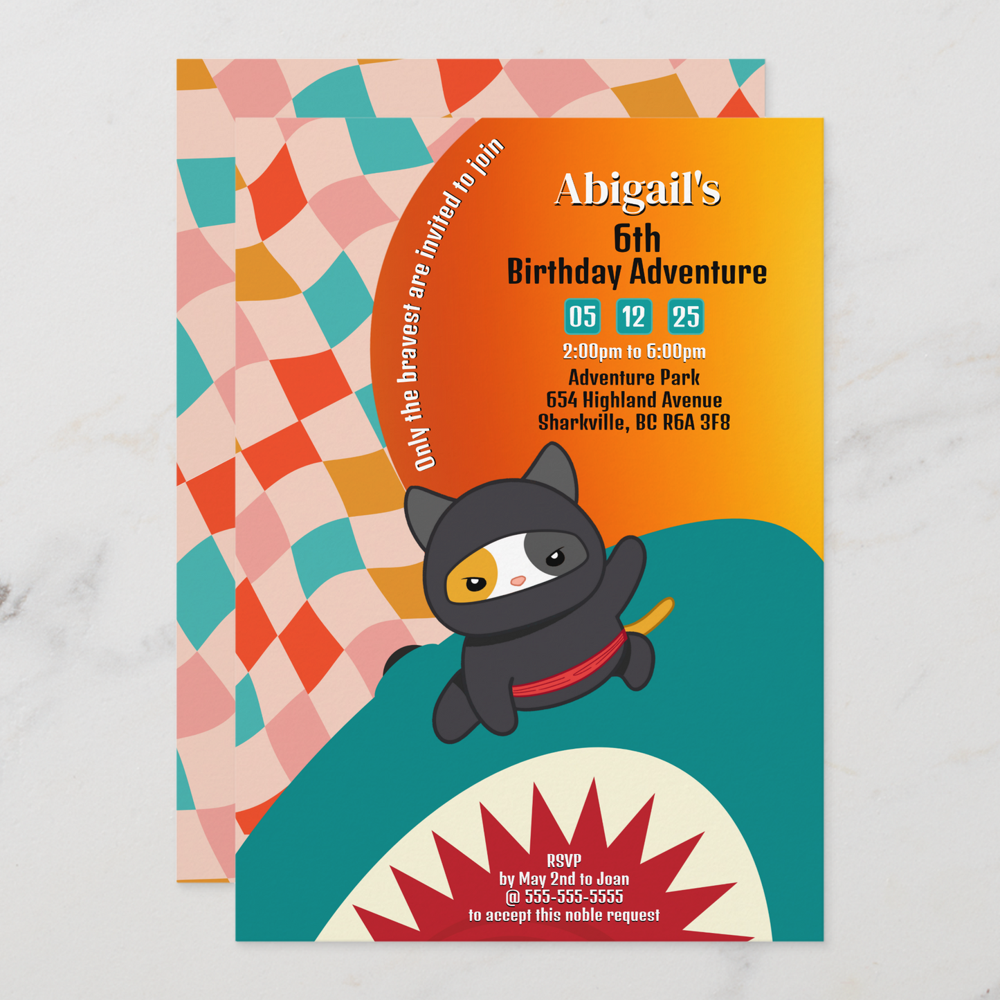 Ninja Shark Adventure Birthday Invitation