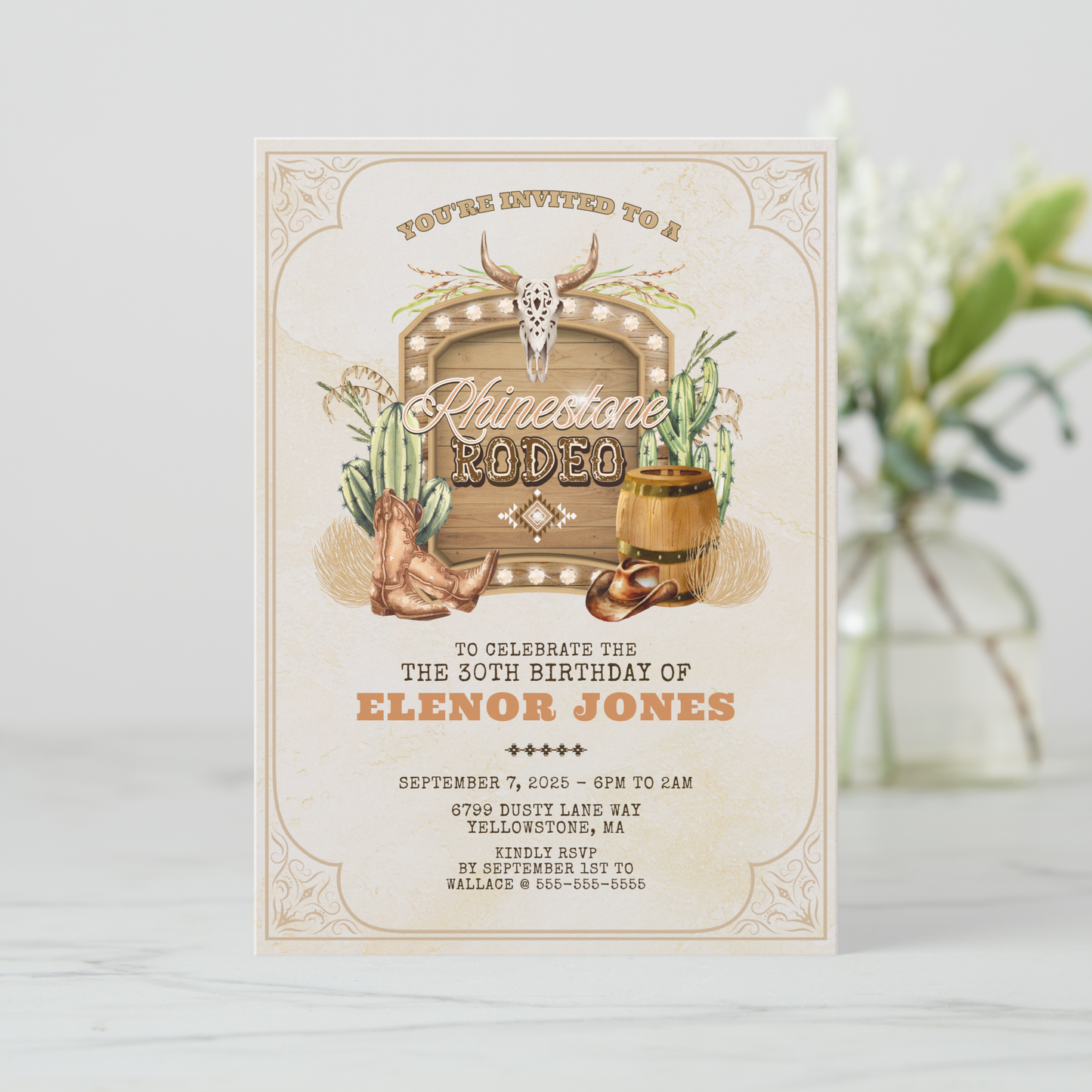 Rhinestone Rodeo Birthday Invitation