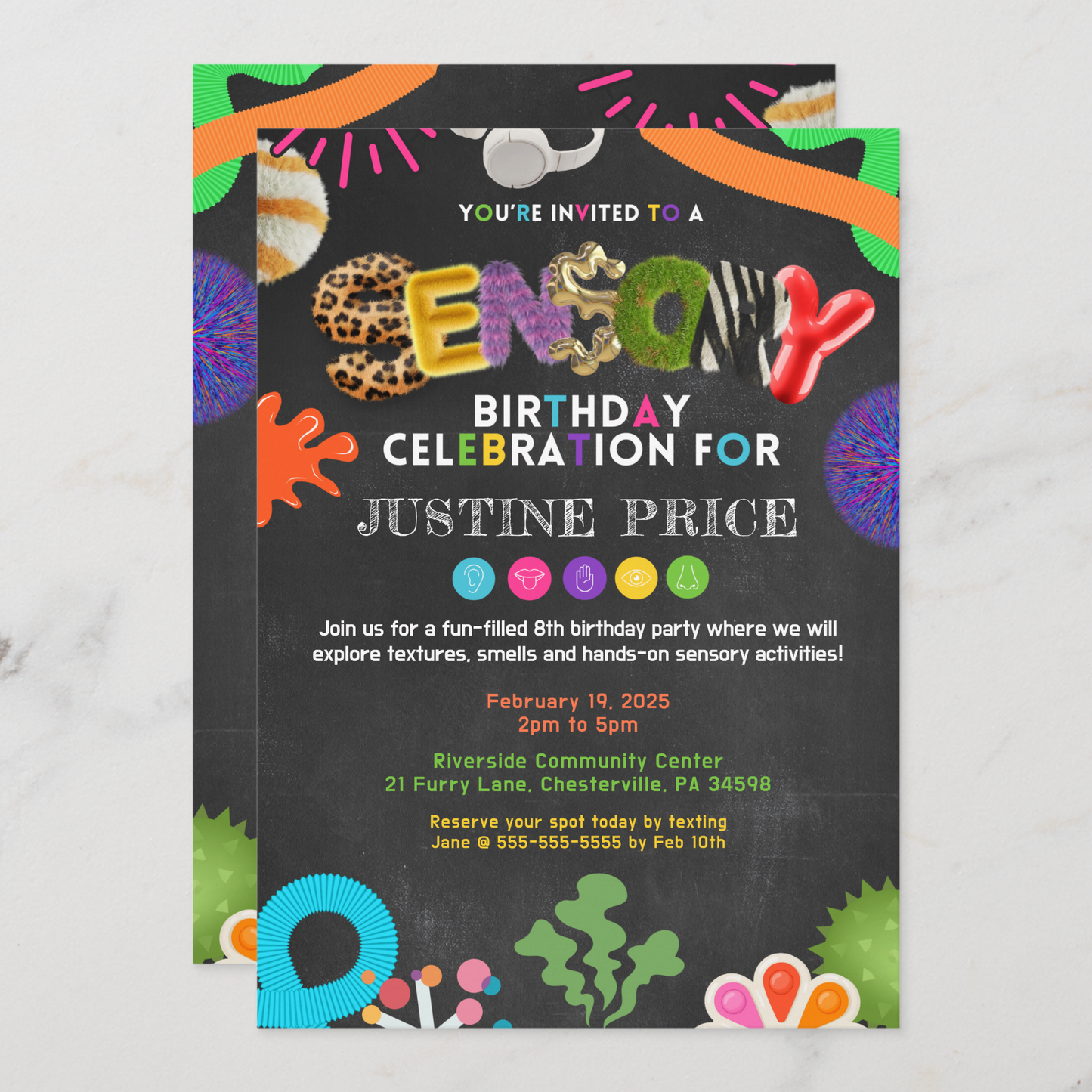 Sensory Birthday Celebration Invitation