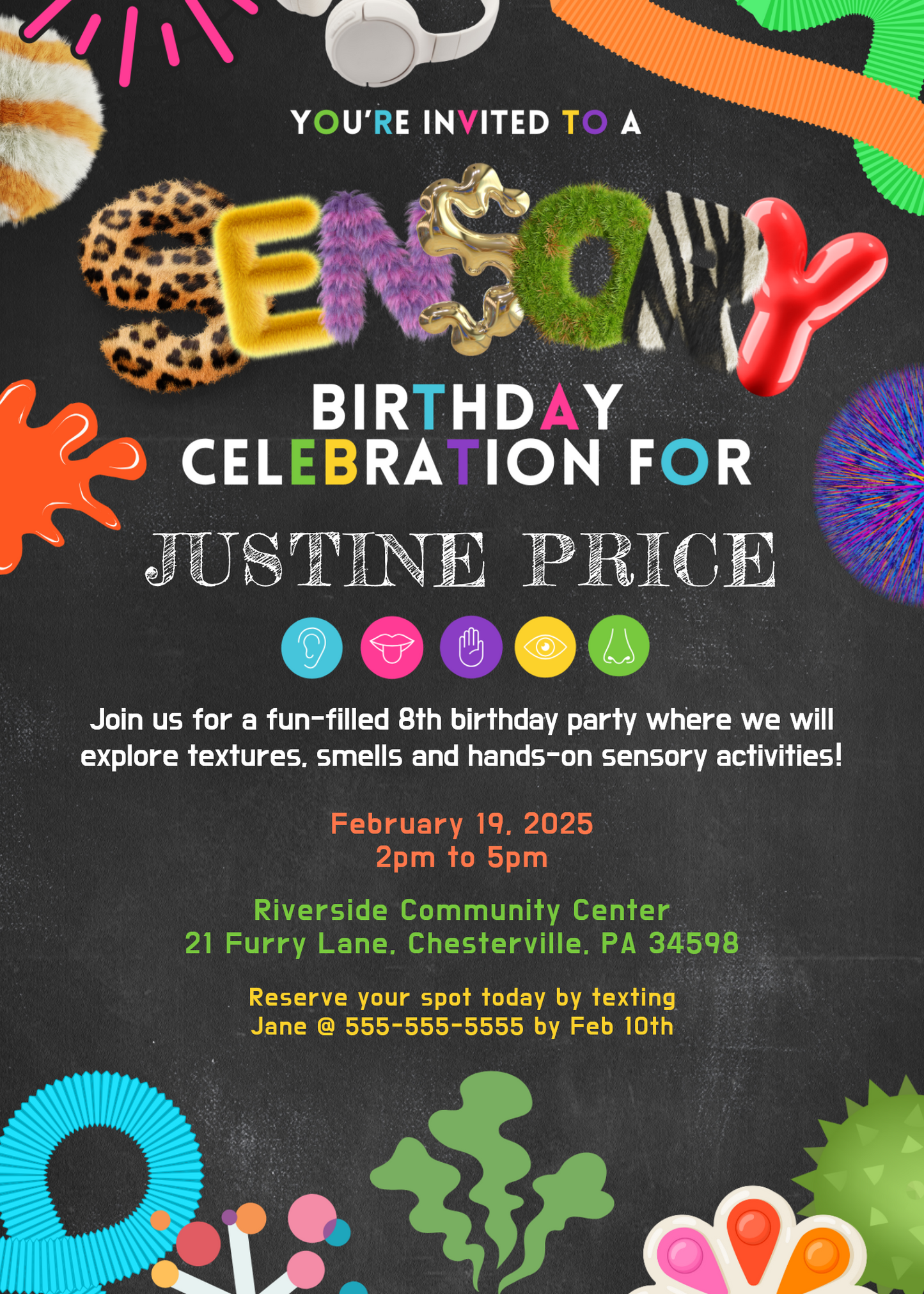 Sensory Birthday Celebration Invitation