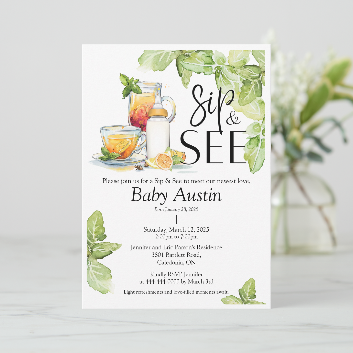 Sip & See Meet The Baby Invitation