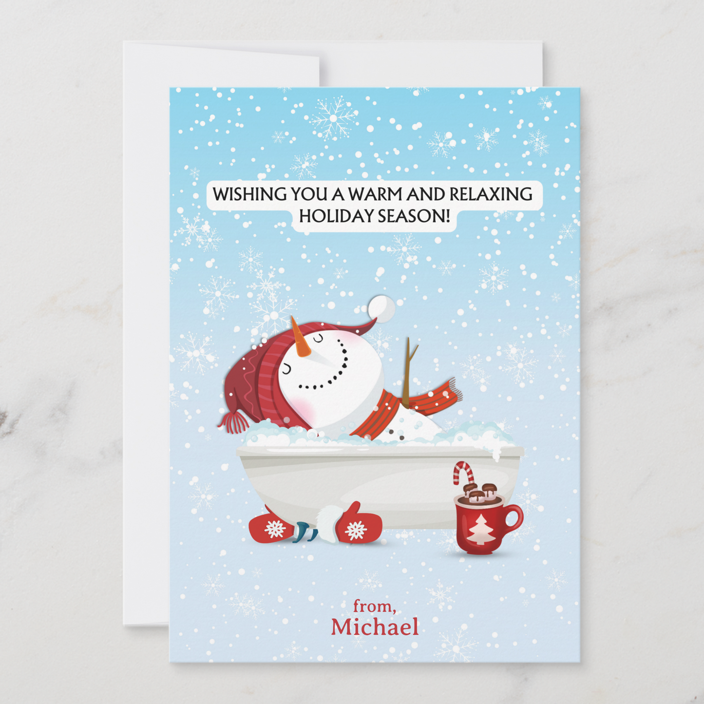 Snowman Soaking Christmas Card