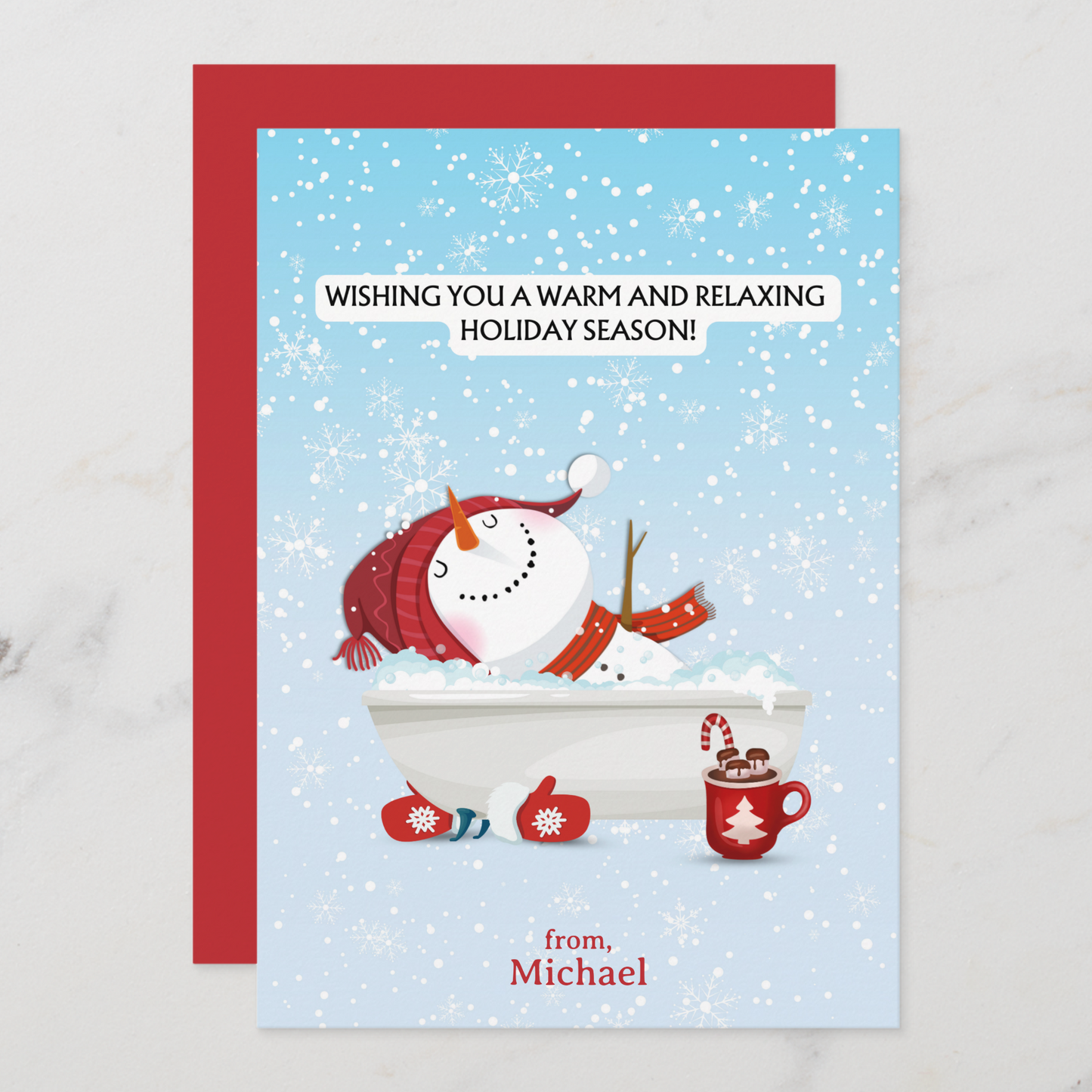 Snowman Soaking Christmas Card