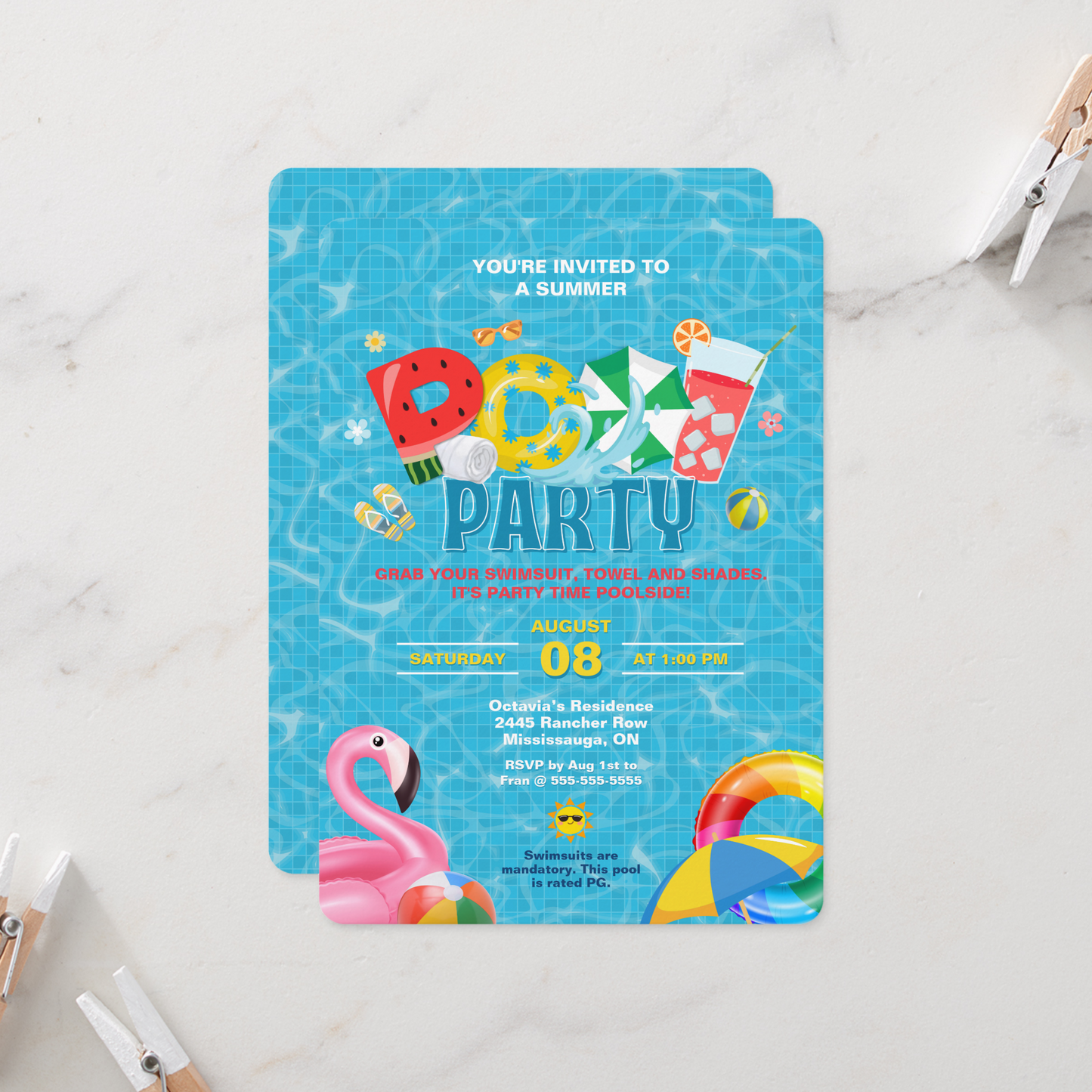 Splish Splash Pool Party Invitation