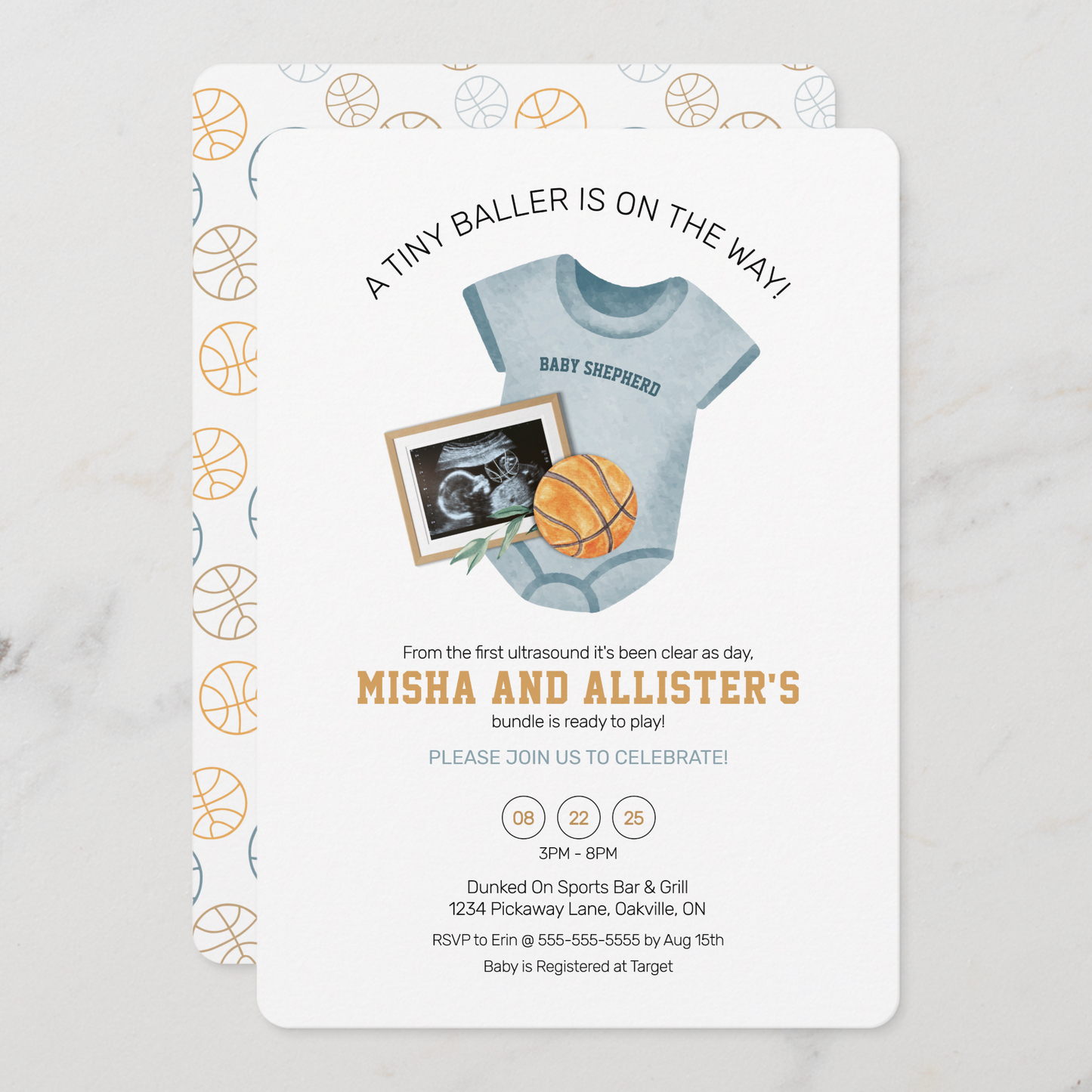 Tiny Baller Basketball Baby Shower Invitation