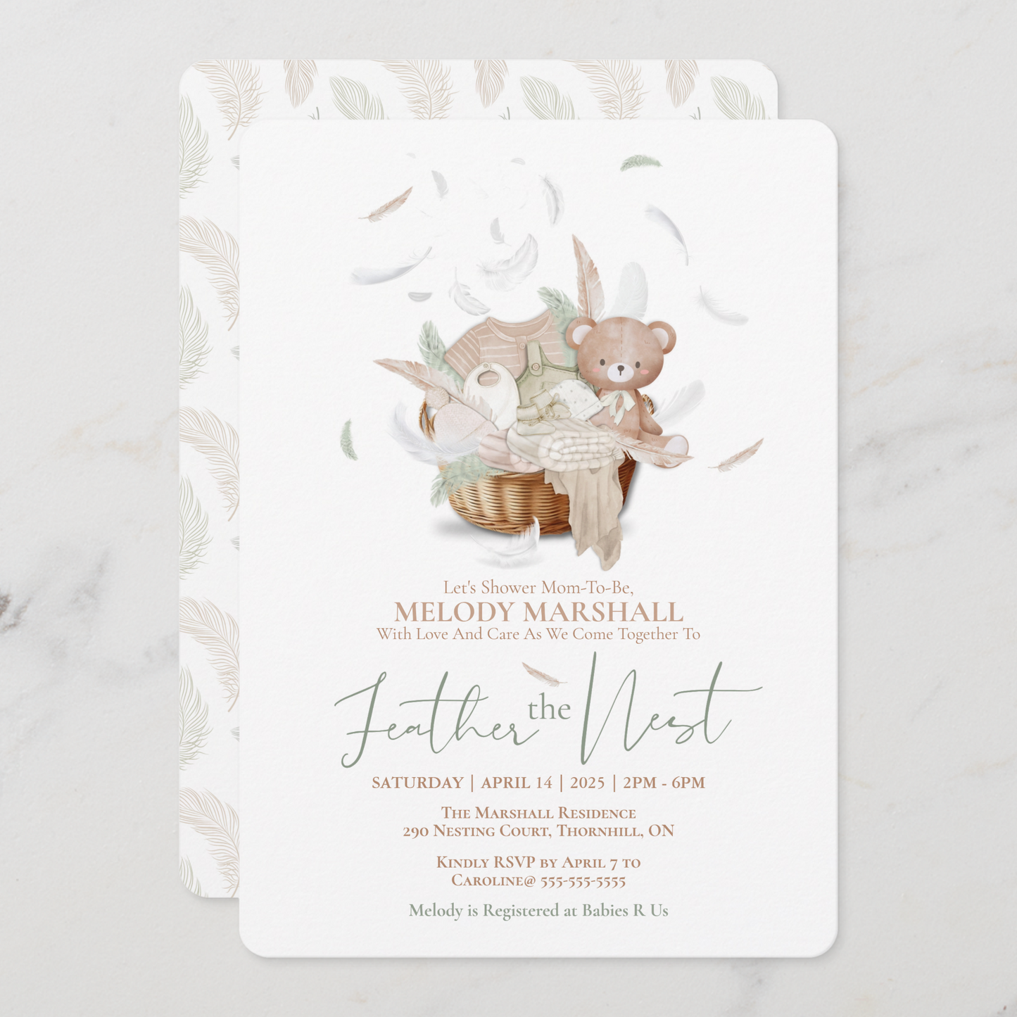 Feather The Nest Baby Shower Invitation
