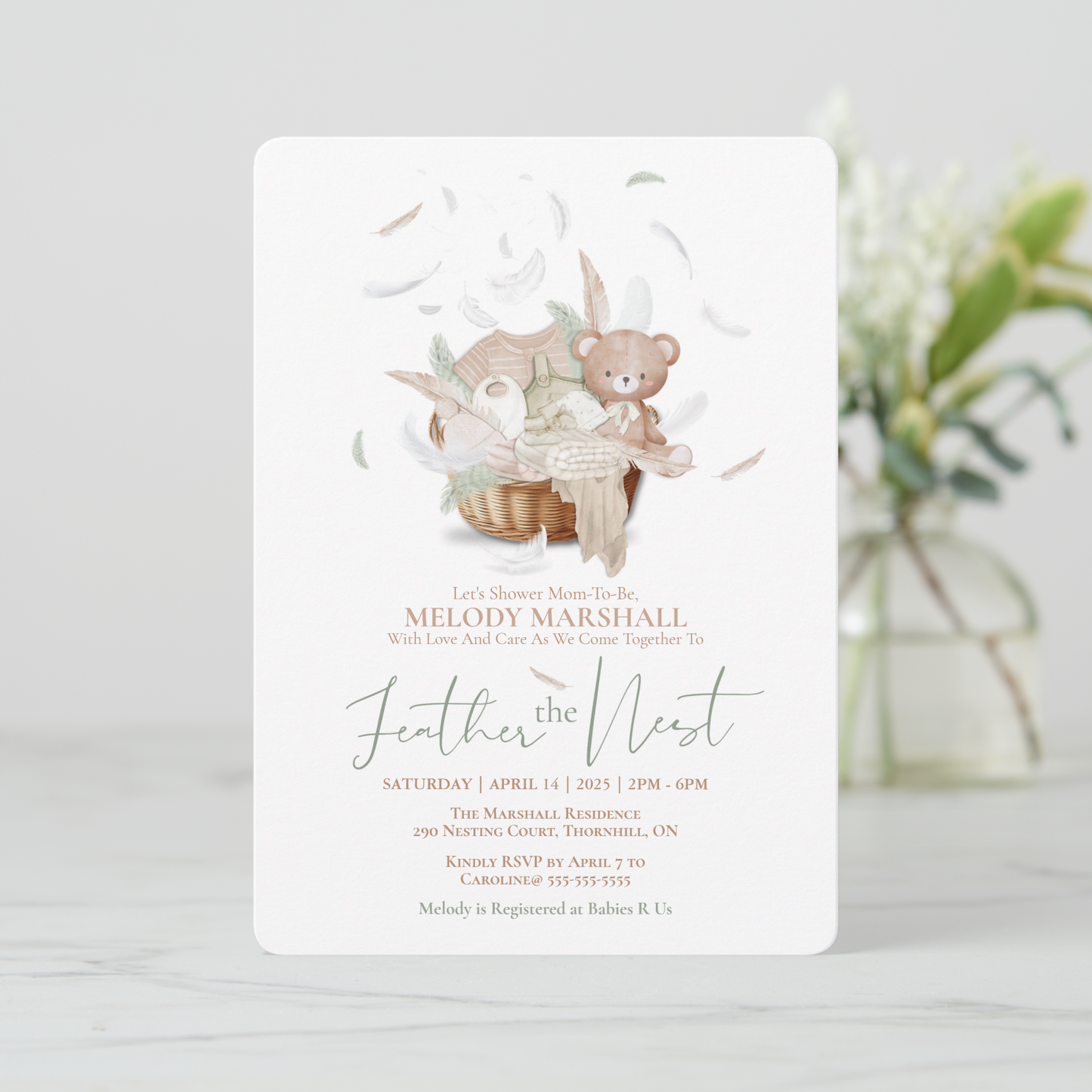 Feather The Nest Baby Shower Invitation