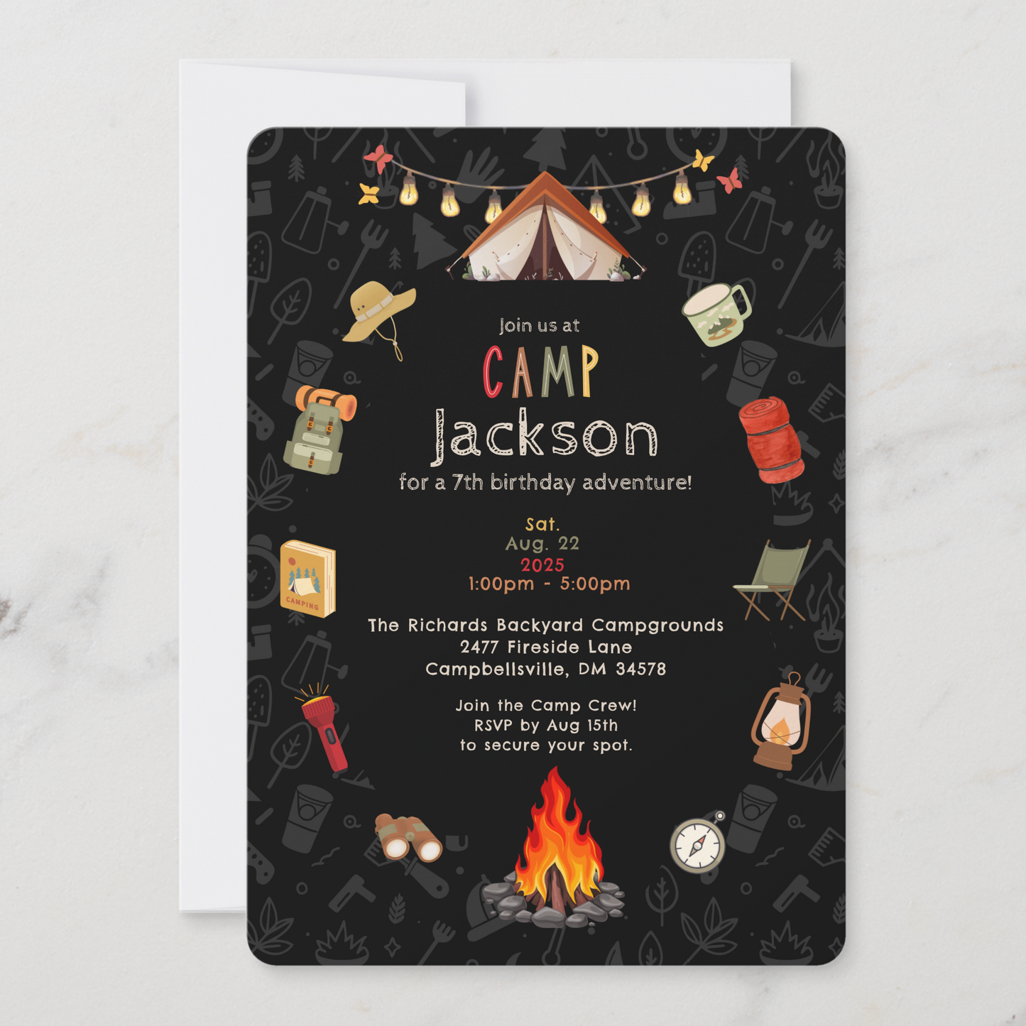 Kid's Camping Birthday Invitation