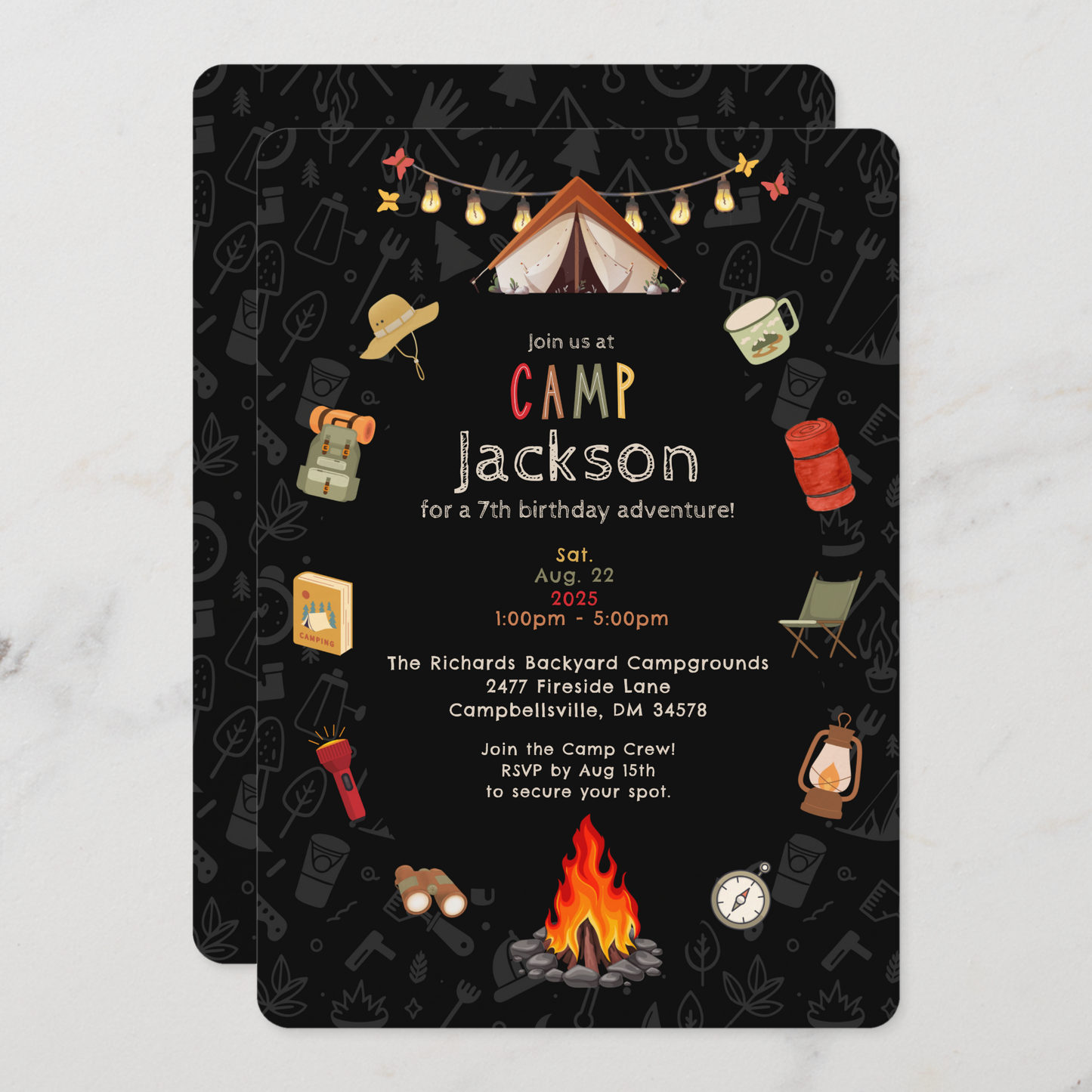 Kid's Camping Birthday Invitation