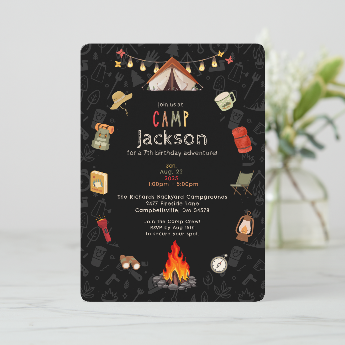 Kid's Camping Birthday Invitation