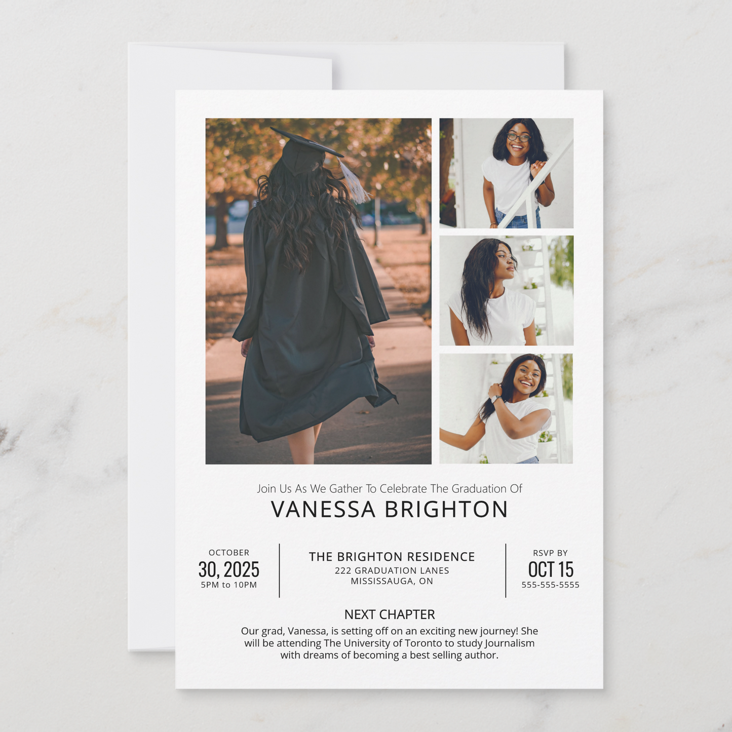 Minimalist Graduation Photo Party Invitation