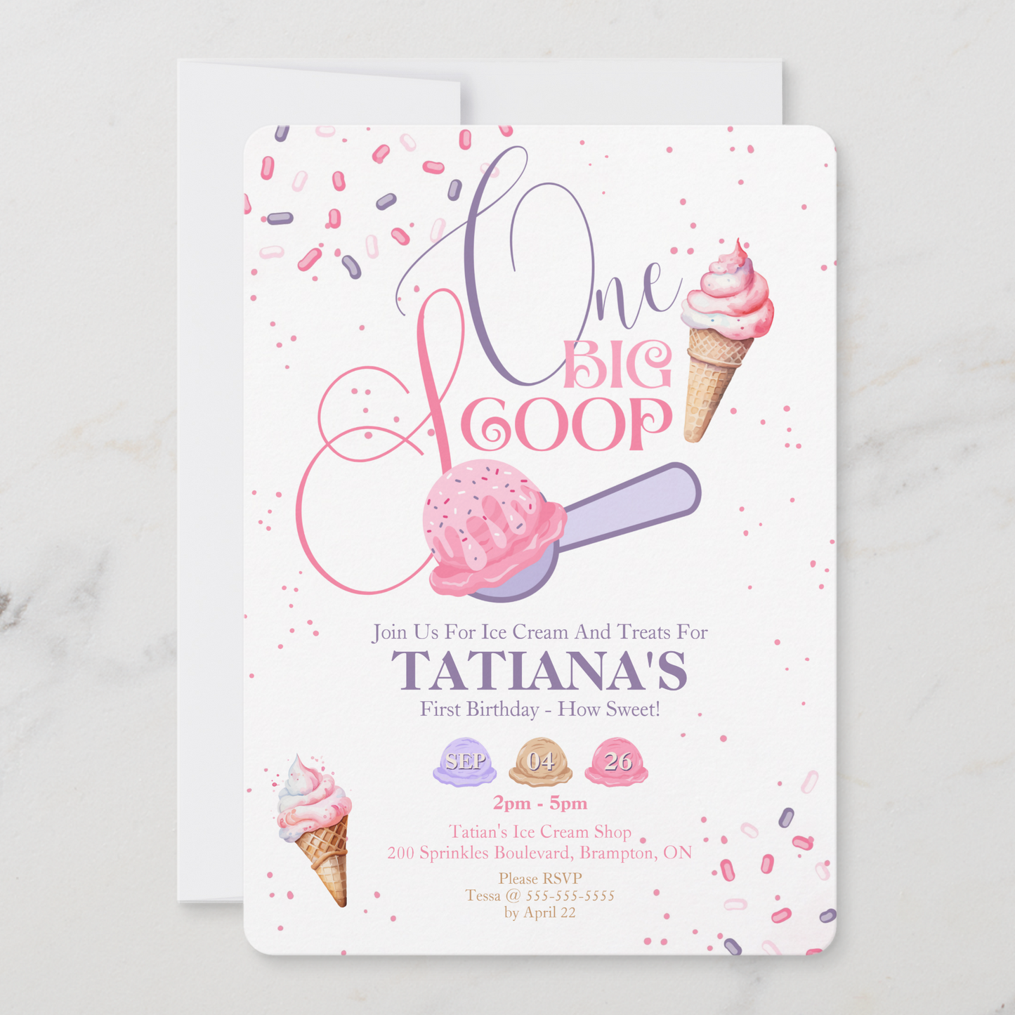 ONE Big Scoop First Birthday Invitation