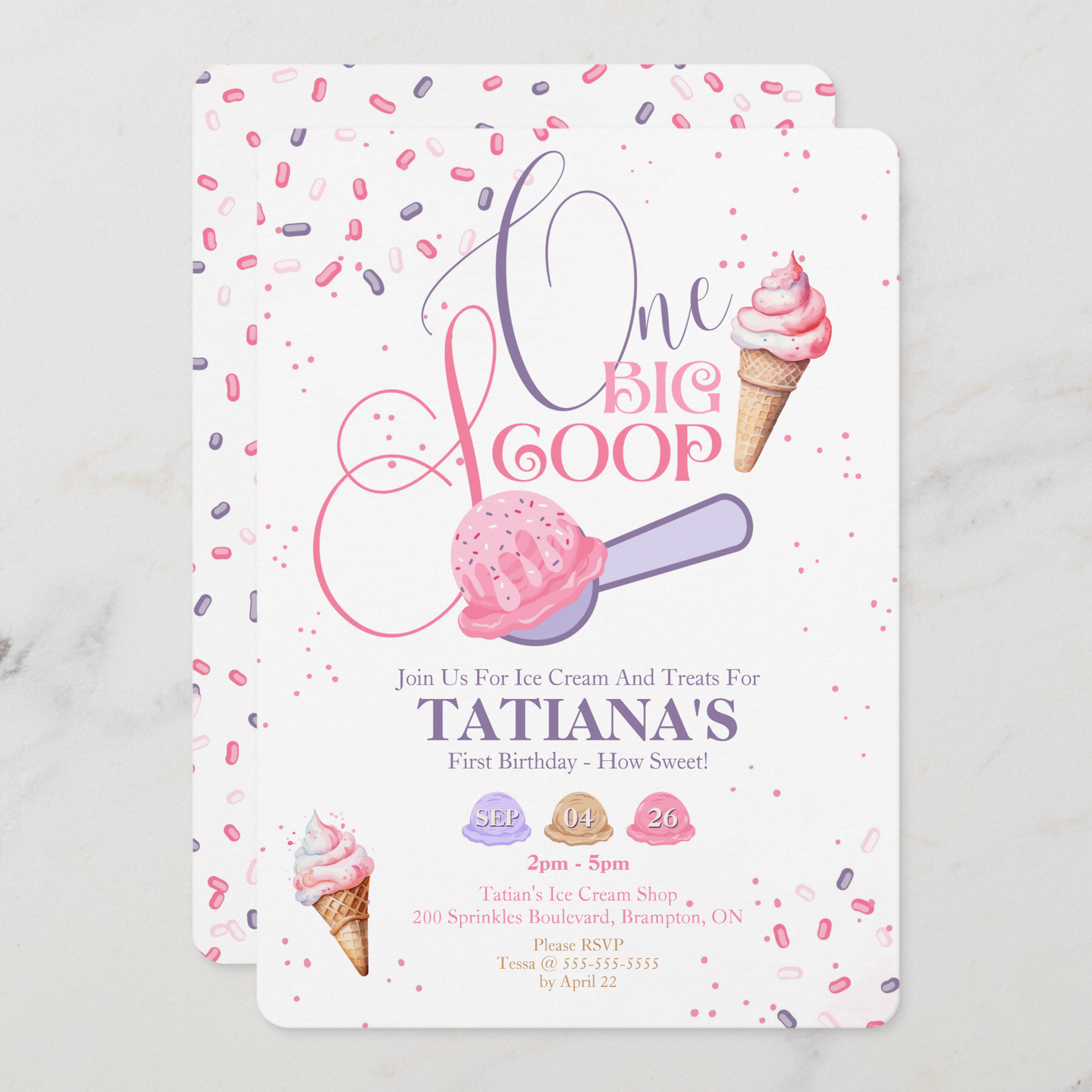 ONE Big Scoop First Birthday Invitation