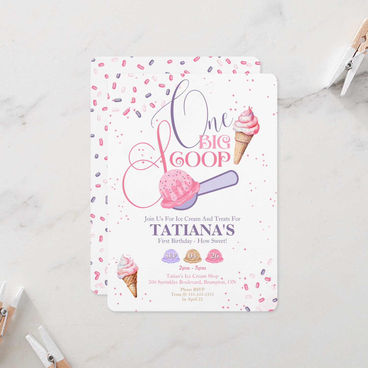 ONE Big Scoop First Birthday Invitation