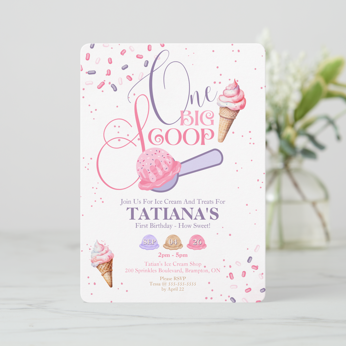 ONE Big Scoop First Birthday Invitation