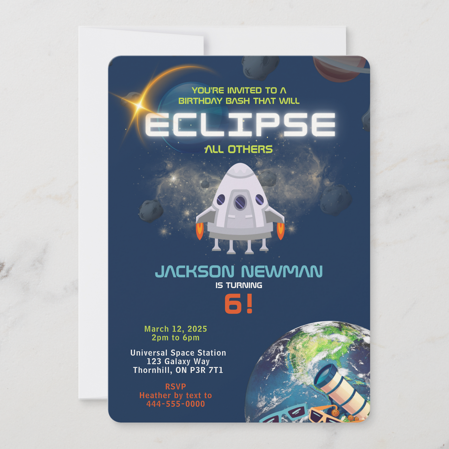 Space Eclipse Birthday Invitation