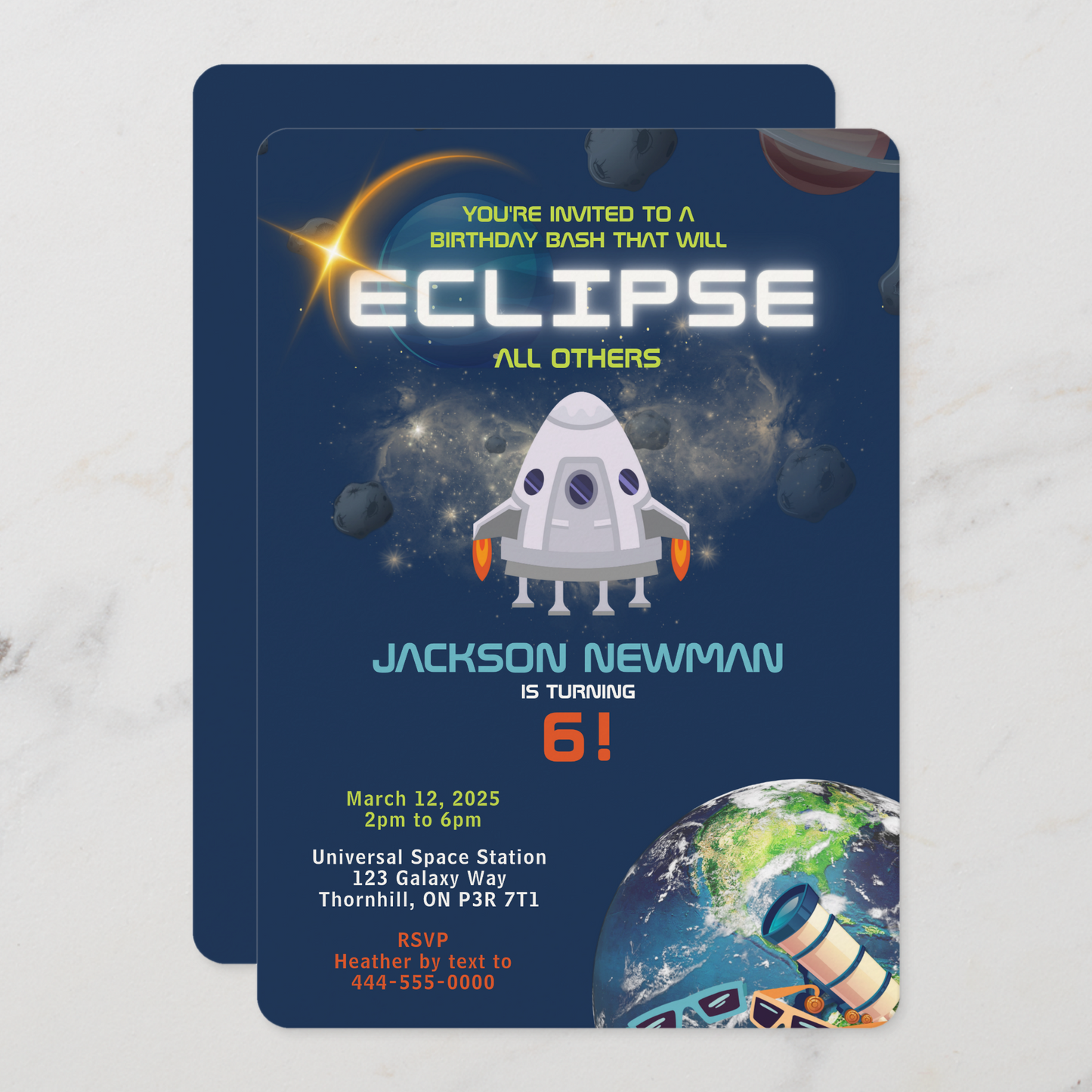 Space Eclipse Birthday Invitation