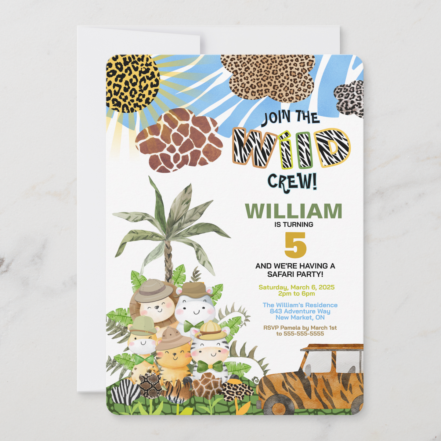 Wild Crew Safari Birthday Invitation