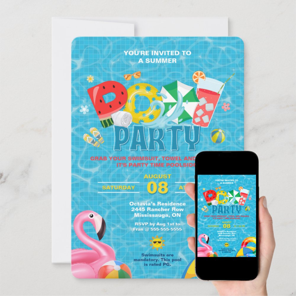 Splish Splash Pool Party Invitation