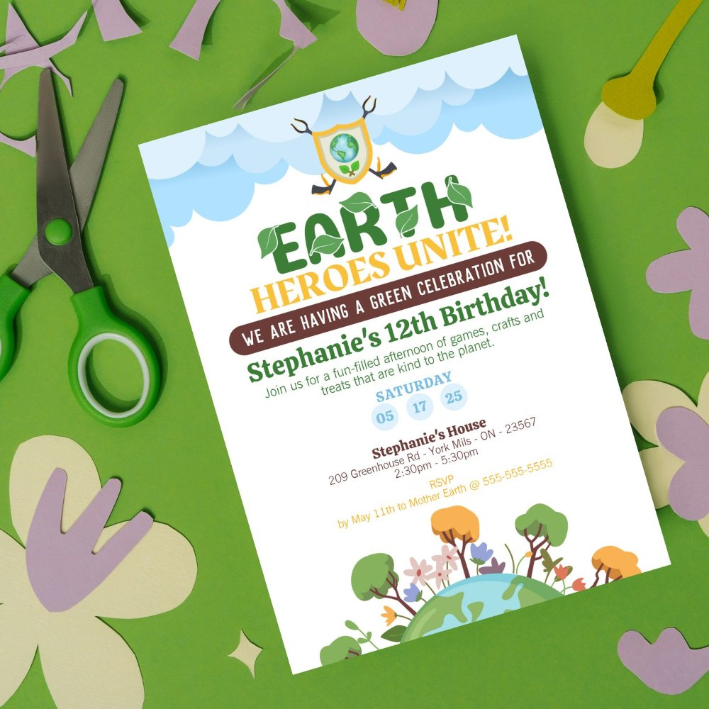 Earth Heroes Unite Birthday Invitation