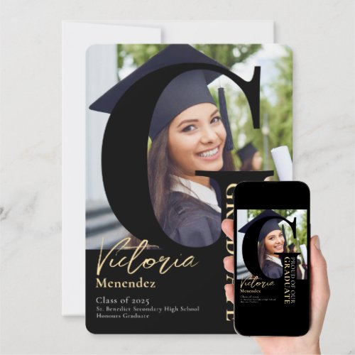 Big 'G' Graduation Party Photo Invitation
