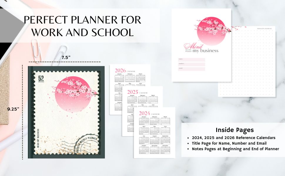 Mind My Business Cherry Blossom Weekly Planner