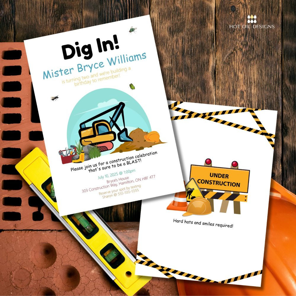 Dig In Construction Invitation for Kids