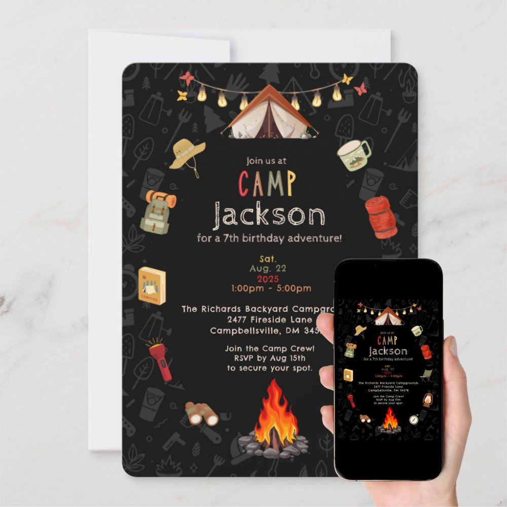 Kid's Camping Birthday Invitation