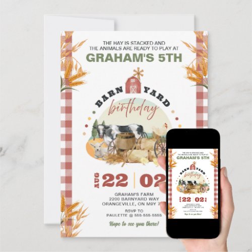 Farm Theme Birthday Invitation