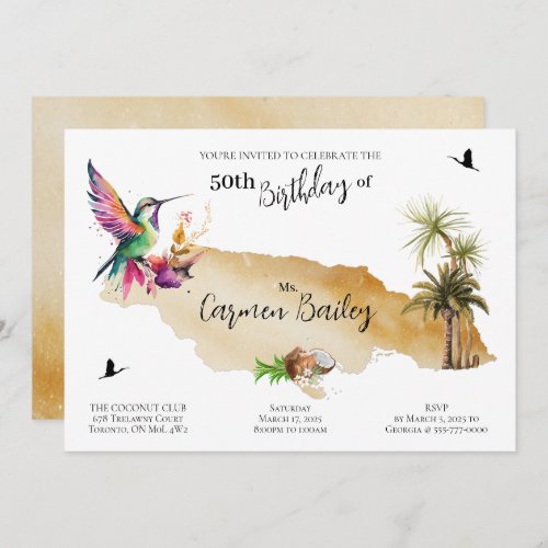 Jamaican Vibes Invitation, Birthday Invitation, Caribbean Theme Party, Reggae Night Party - Editable Template